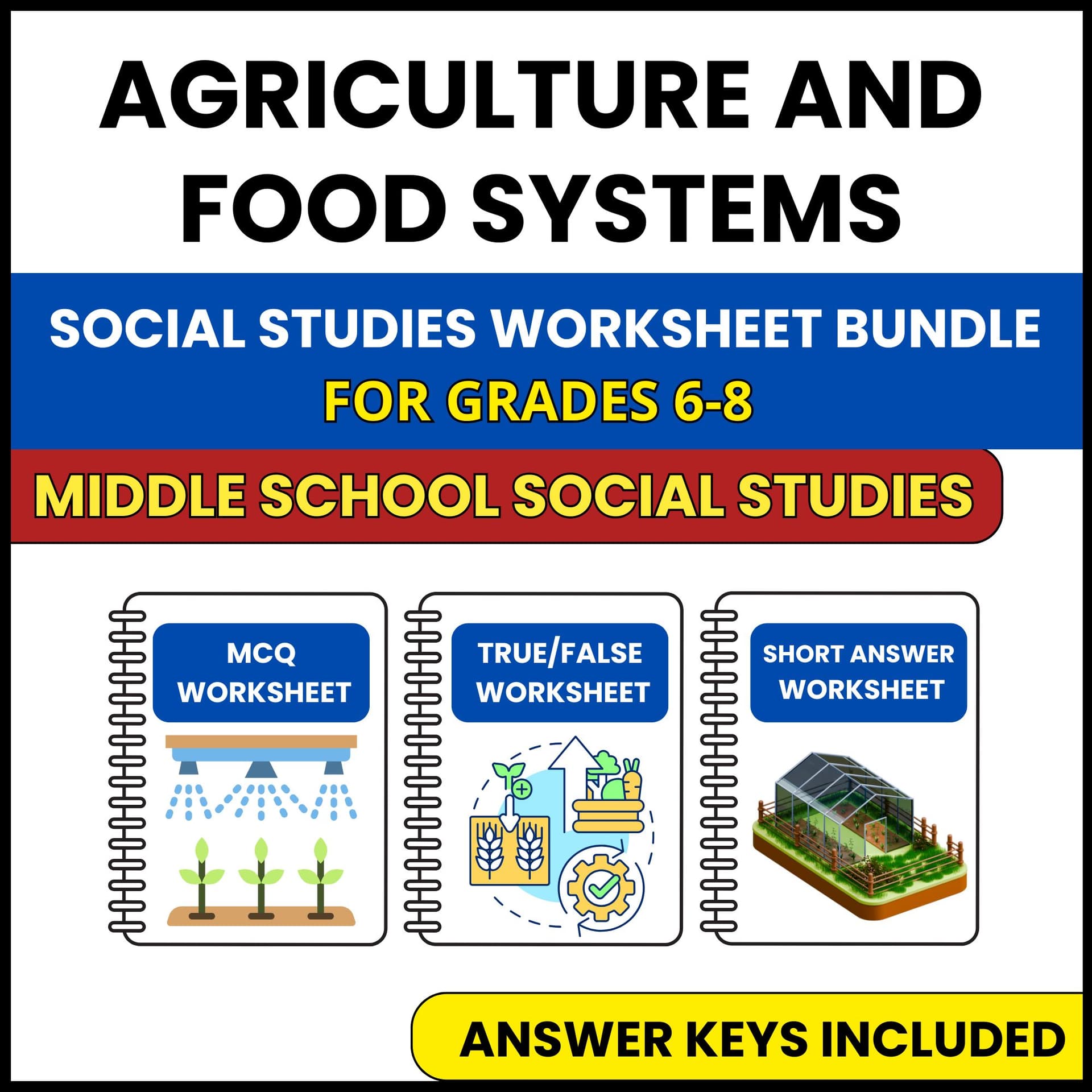 MS Social Studies | Agriculture and Food Systems | 3 Worksheets | Grade 6-8 MS Social Studies | Agriculture and Food Systems | 3 Worksheets | Grade 6-8 — printable worksheet preview