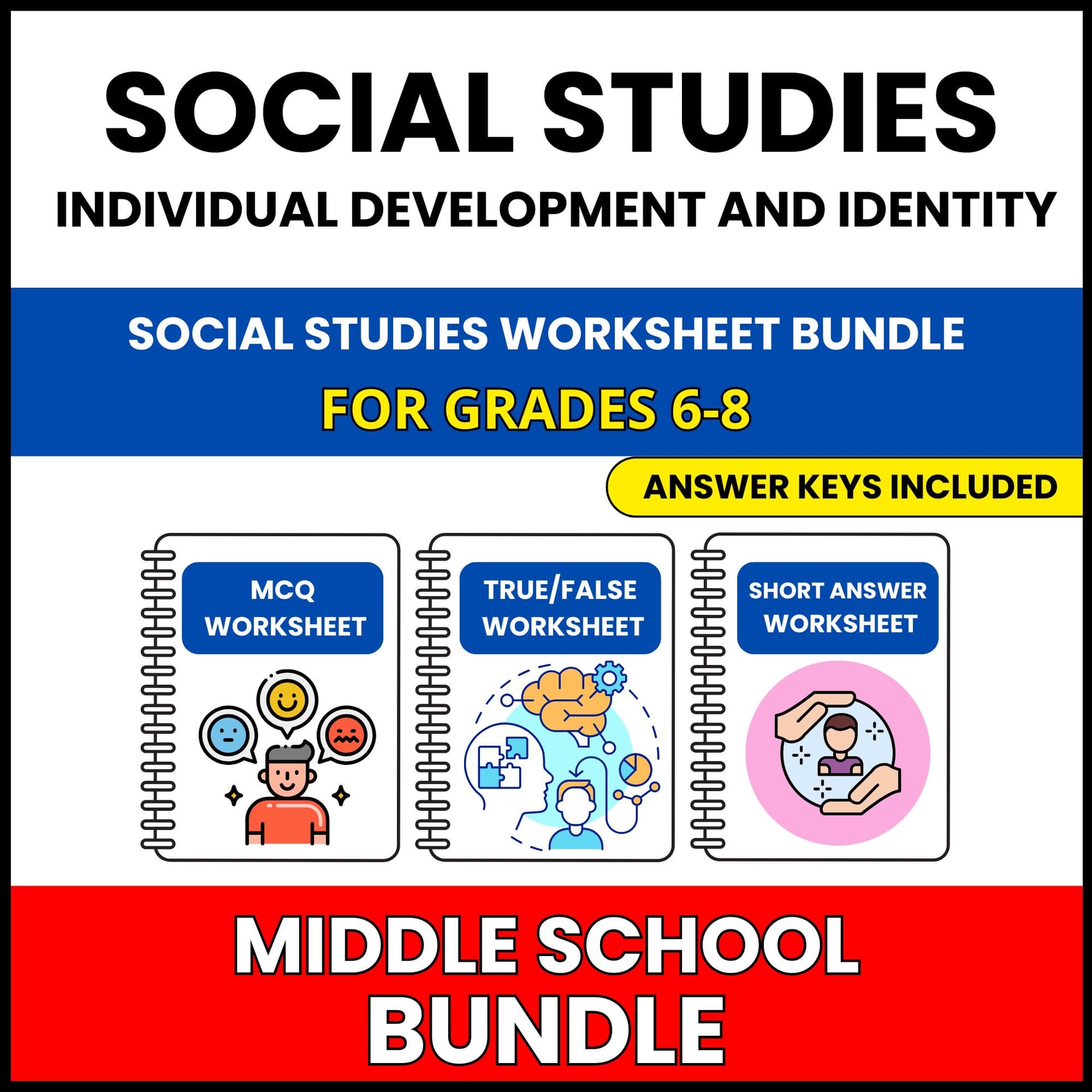 MS Social Studies | Personal and Civic | 54 Worksheets BUNDLE | Grade 6-8 MS Social Studies | Personal and Civic | 54 Worksheets BUNDLE | Grade 6-8 — printable worksheet preview
