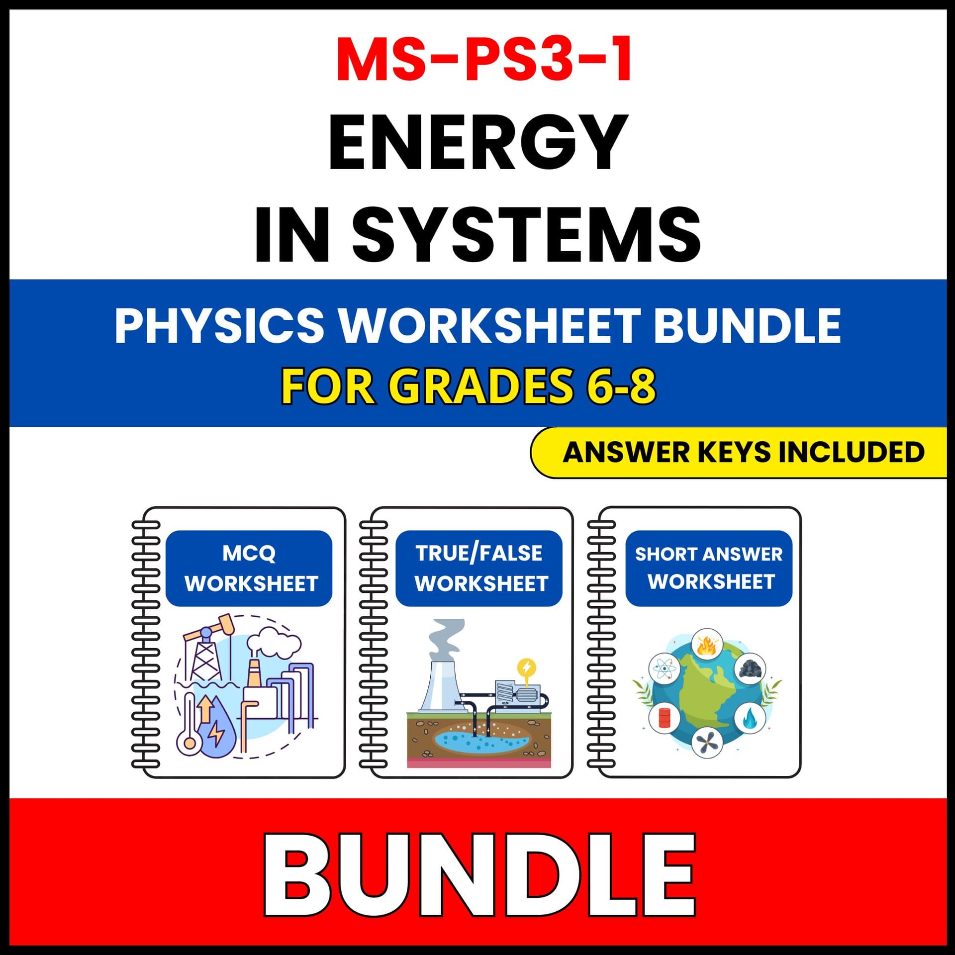 MS NGSS Physics | Energy in Systems Concepts | 30 Worksheets BUNDLE | Grade 6-8 MS NGSS Physics | Energy in Systems Concepts | 30 Worksheets BUNDLE | Grade 6-8 — printable worksheet preview