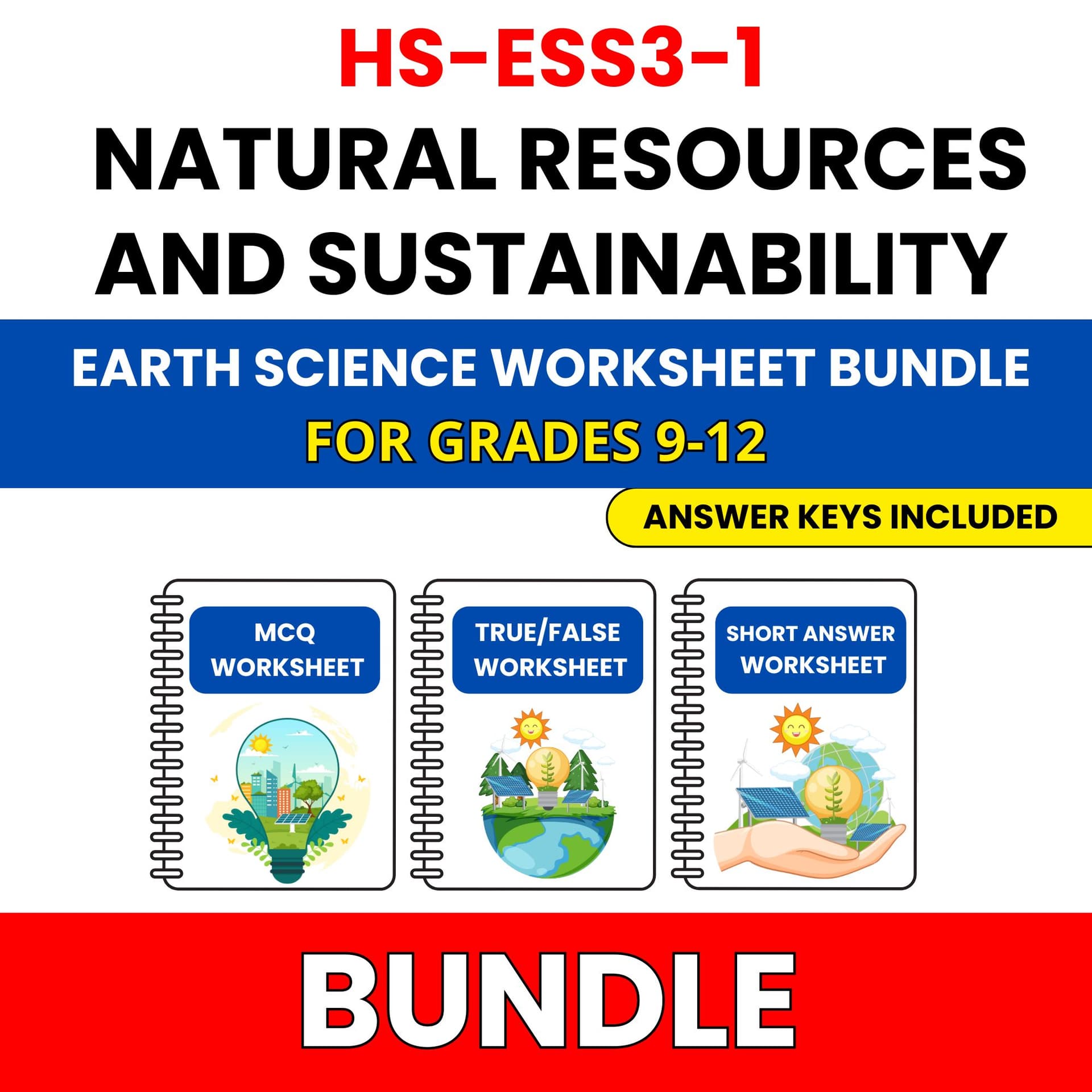 HS NGSS Earth Science | Natural Resources | 30 Worksheets BUNDLE | Grade 9-12 HS NGSS Earth Science | Natural Resources | 30 Worksheets BUNDLE | Grade 9-12 — printable worksheet preview