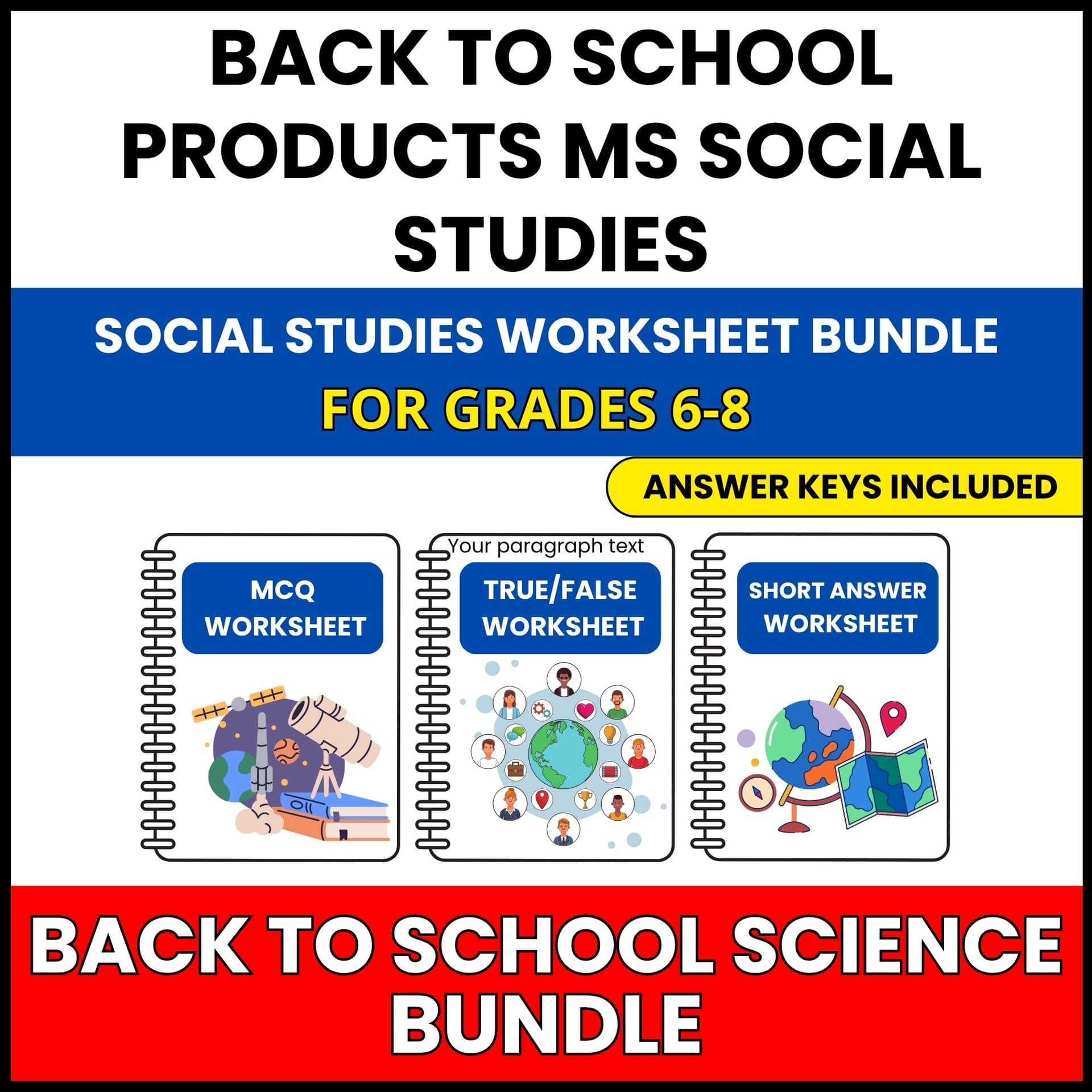 Back to School | Global Studies and Civics | 45 Worksheets BUNDLE | Grade 6-8 Back to School | Global Studies and Civics | 45 Worksheets BUNDLE | Grade 6-8 — printable worksheet preview
