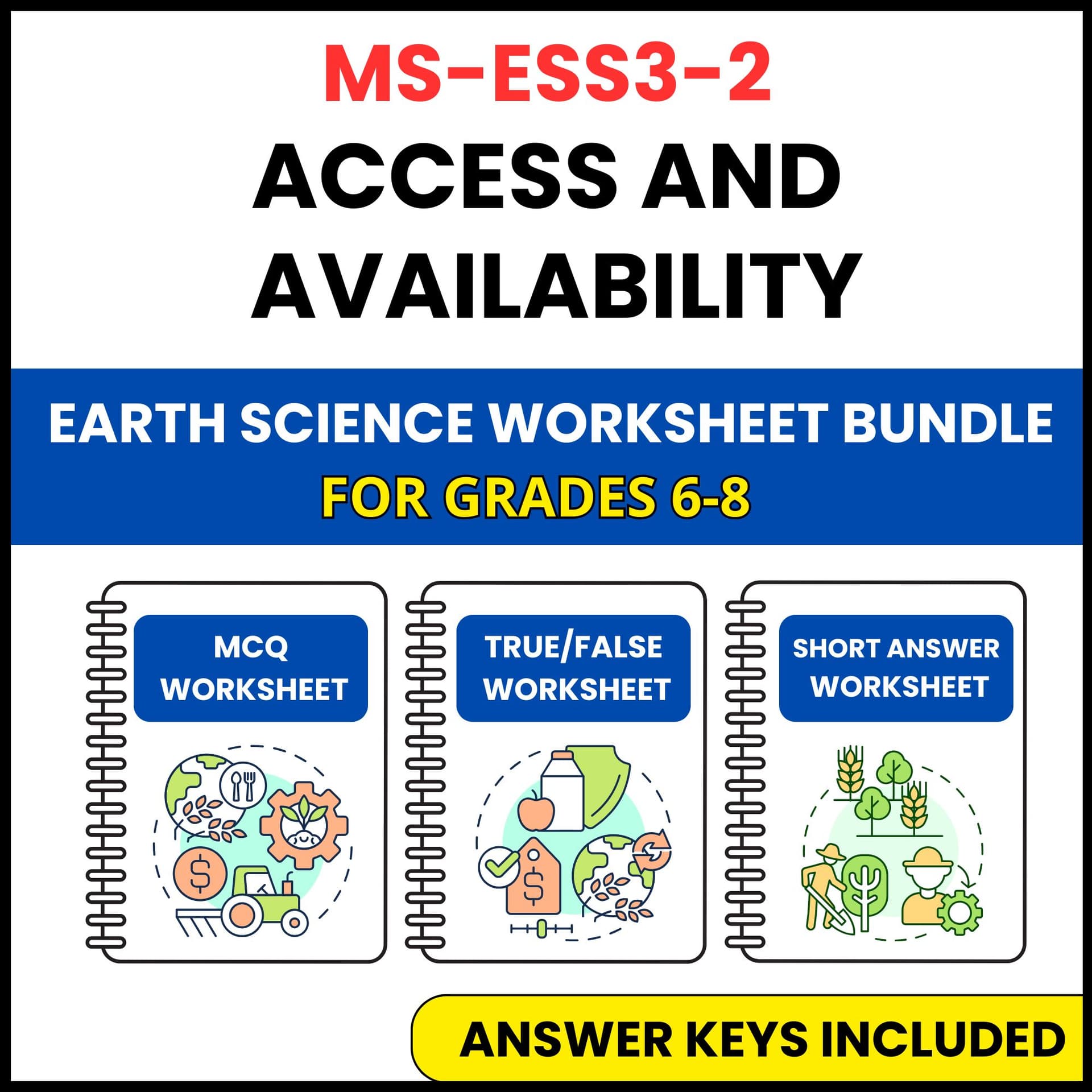 MS NGSS Earth Science | Access and Availability | 3 Worksheets | Grade 6-8 MS NGSS Earth Science | Access and Availability | 3 Worksheets | Grade 6-8 — printable worksheet preview