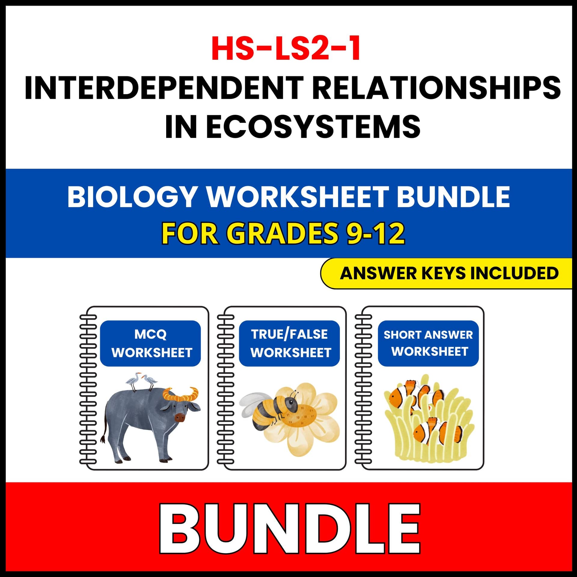 HS NGSS Biology | Ecosystem Relationships | 30 Worksheets BUNDLE | Grade 9-12 HS NGSS Biology | Ecosystem Relationships | 30 Worksheets BUNDLE | Grade 9-12 — printable worksheet preview