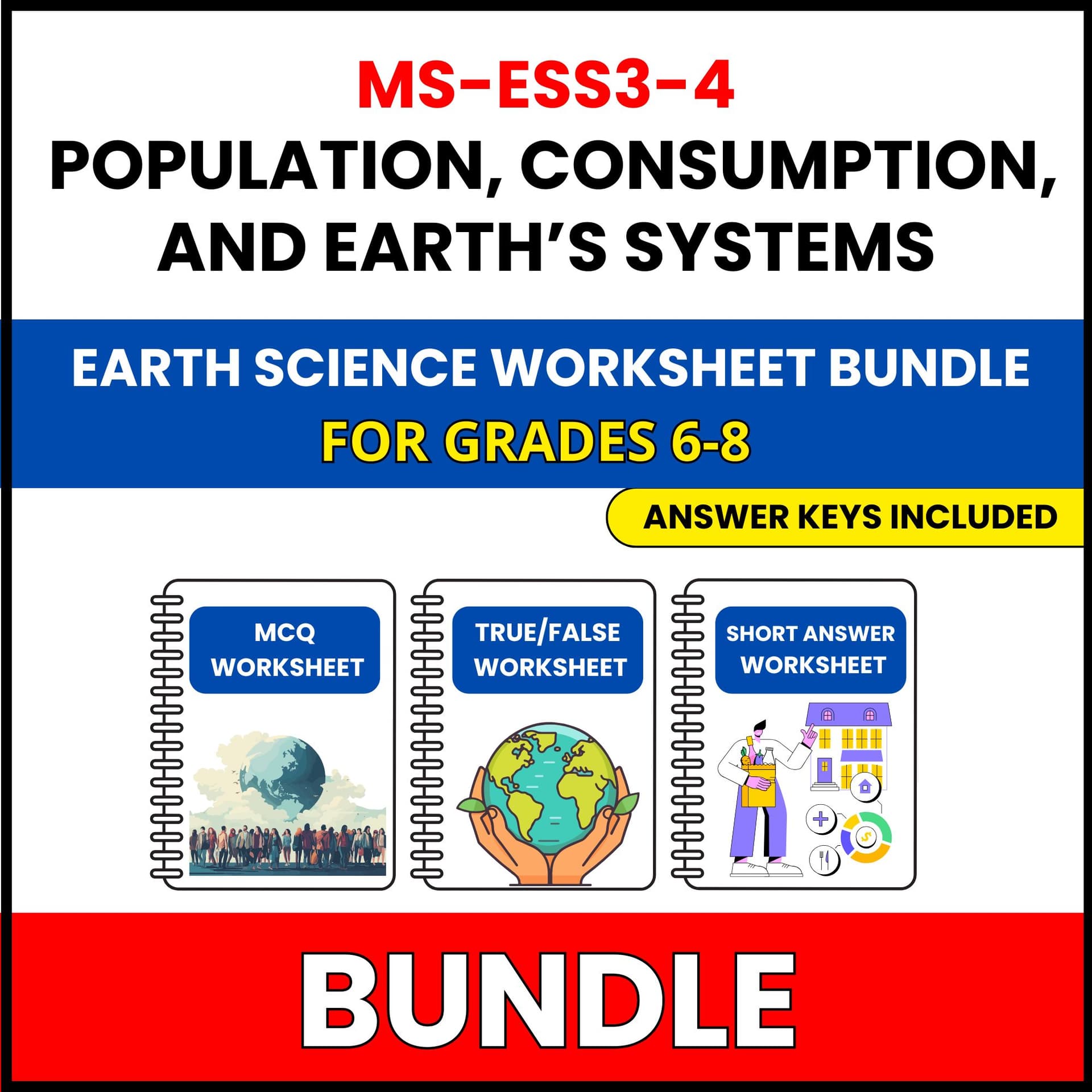 MS NGSS Earth Science | Population | 30 Worksheets BUNDLE | Grade 6-8 MS NGSS Earth Science | Population | 30 Worksheets BUNDLE | Grade 6-8 — printable worksheet preview