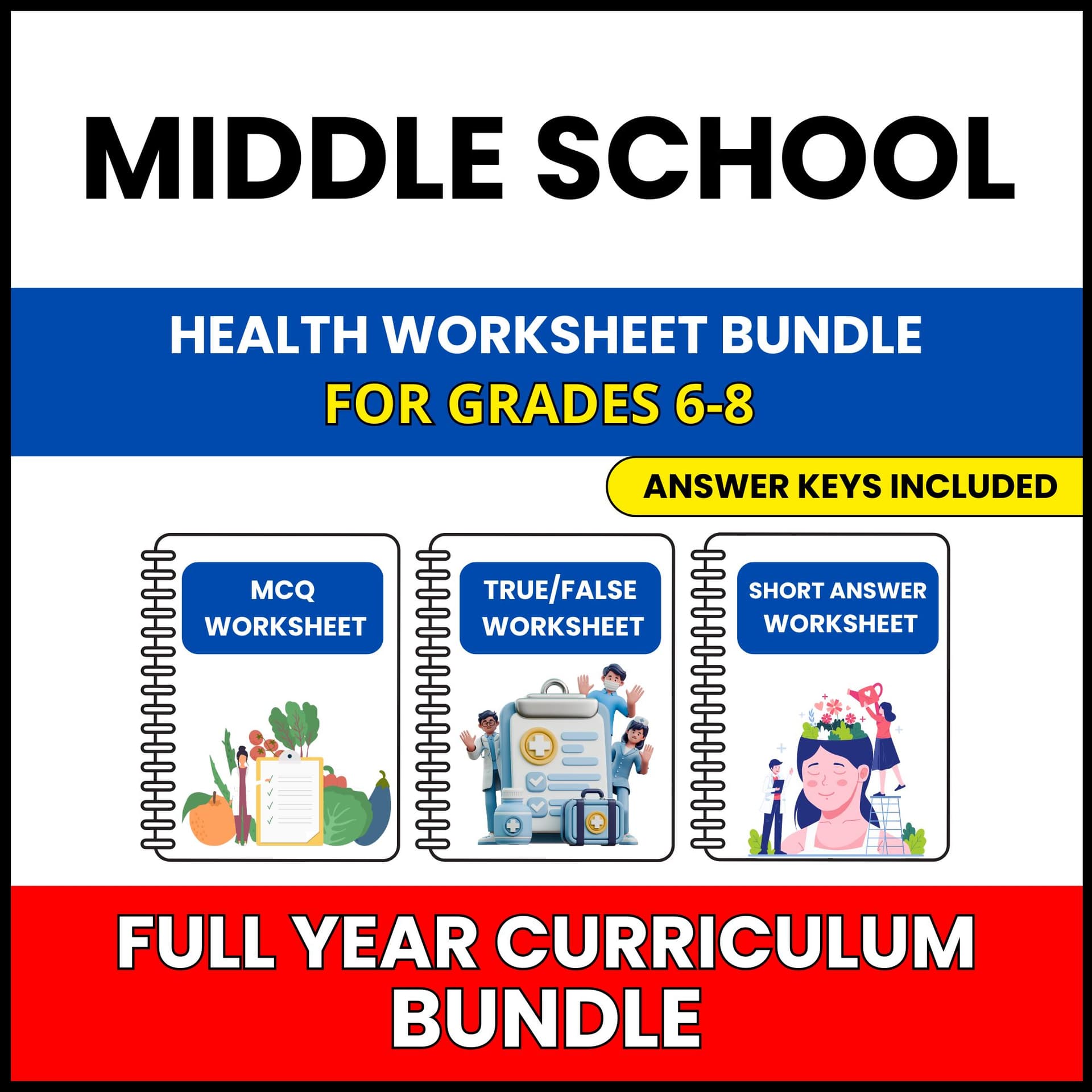 MS Health | Full Year Curriculum | 357 Worksheets BUNDLE | Grade 6-8 MS Health | Full Year Curriculum | 357 Worksheets BUNDLE | Grade 6-8 — printable worksheet preview