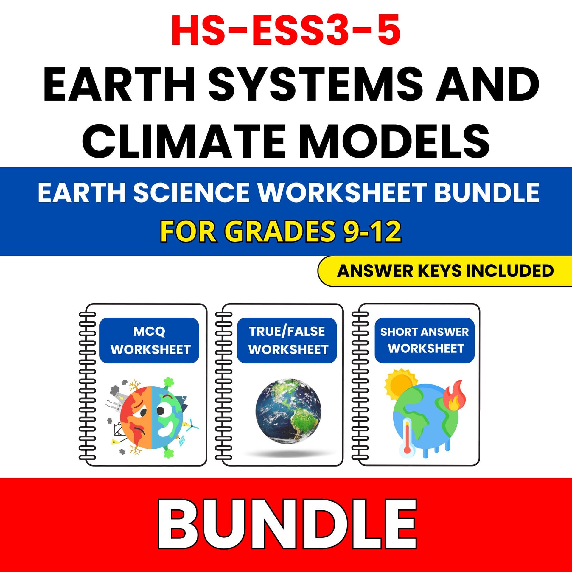 HS NGSS Earth Science | Earth Systems | 30 Worksheets BUNDLE | Grade 9-12 HS NGSS Earth Science | Earth Systems | 30 Worksheets BUNDLE | Grade 9-12 — printable worksheet preview