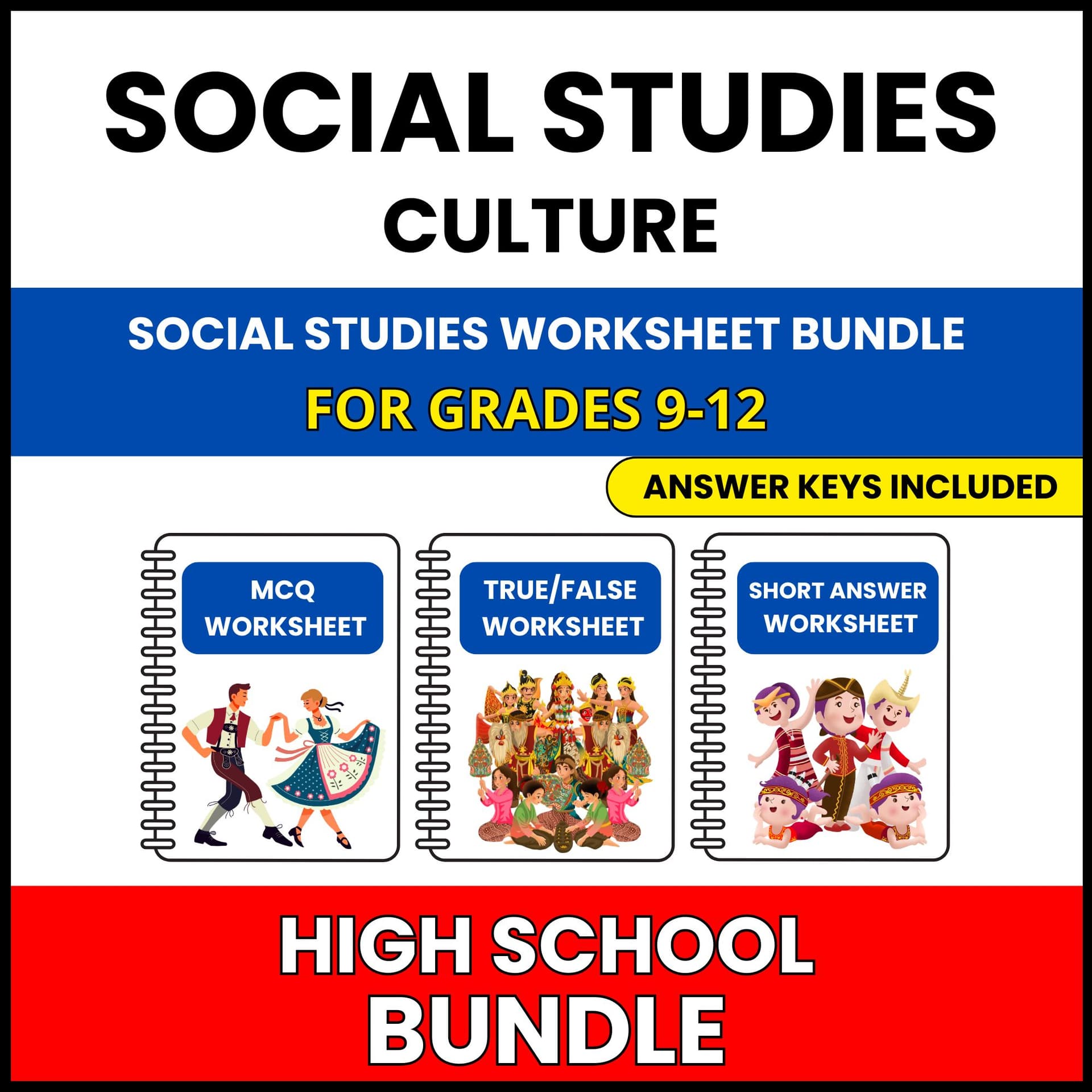 HS Social Studies | Culture and Society | 60 Worksheets BUNDLE | Grade 9-12 HS Social Studies | Culture and Society | 60 Worksheets BUNDLE | Grade 9-12 — printable worksheet preview