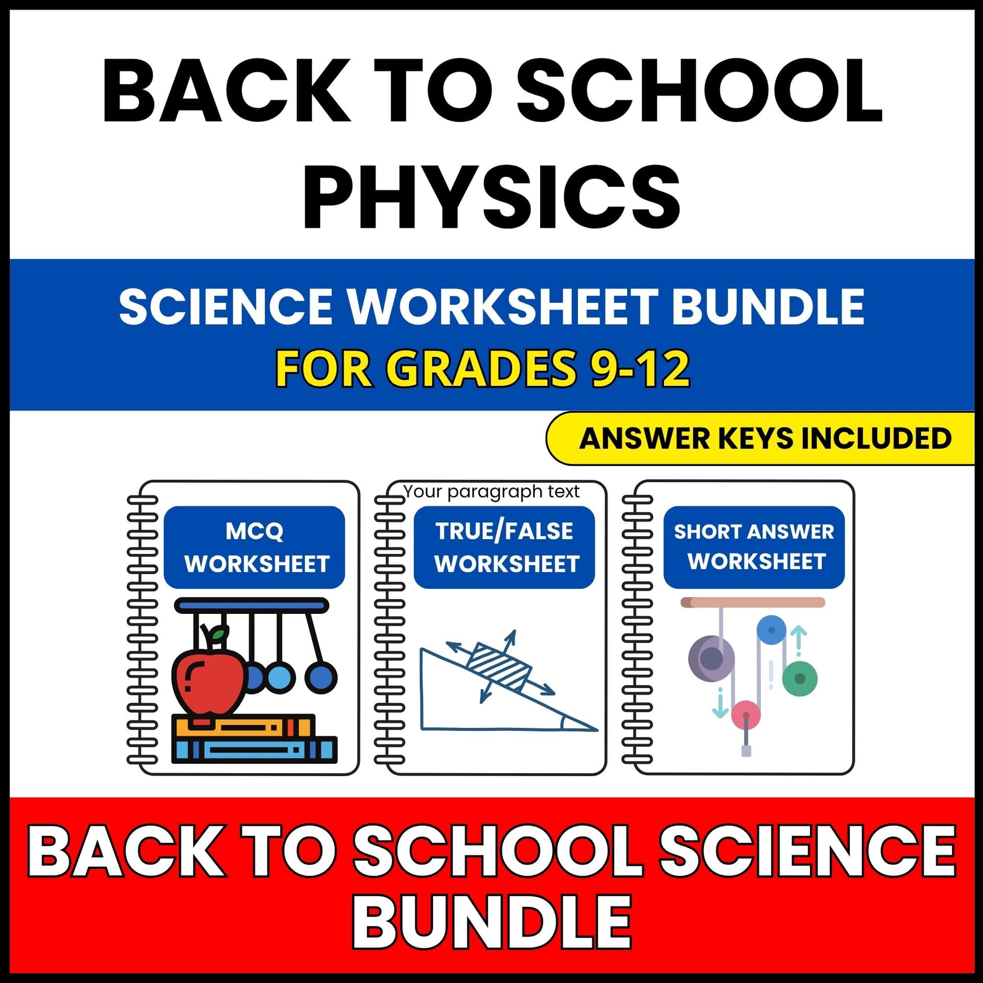 Back to School | High School Physics Mastery | 30 Worksheets BUNDLE | Grade 9-12 Back to School | High School Physics Mastery | 30 Worksheets BUNDLE | Grade 9-12 — printable worksheet preview