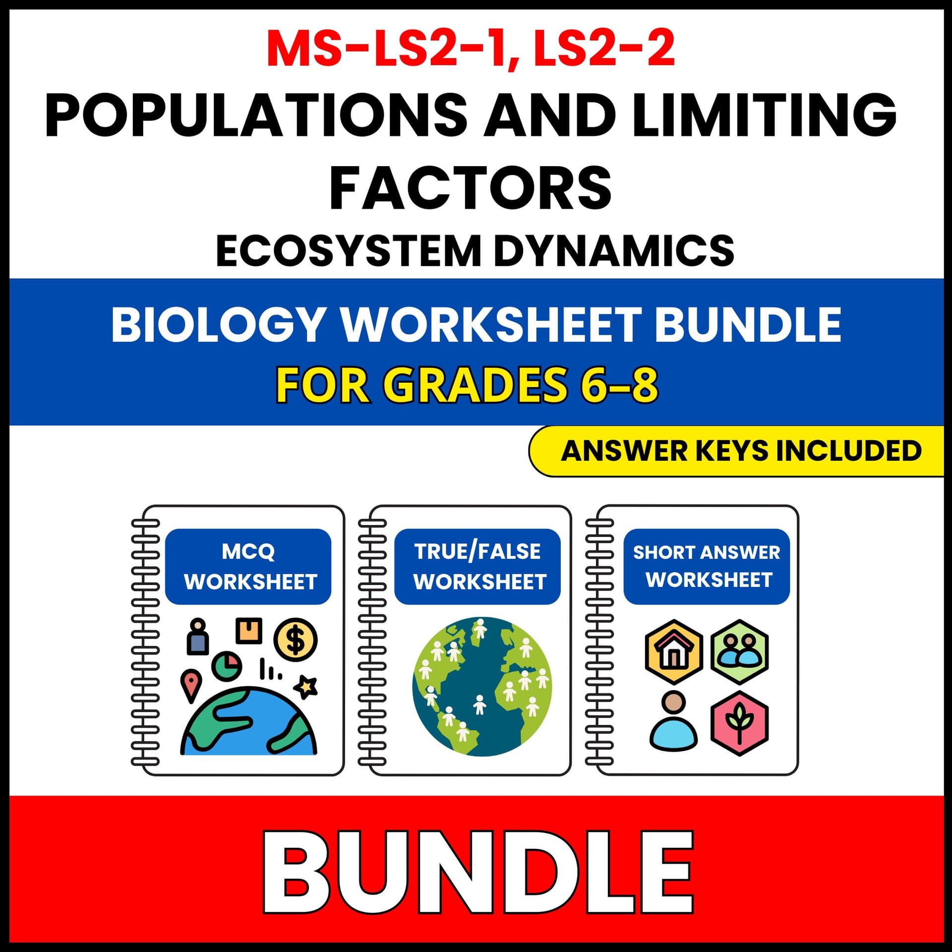 MS NGSS Biology | Populations and Limiting | 15 Worksheets BUNDLE | Grade 6-8 MS NGSS Biology | Populations and Limiting | 15 Worksheets BUNDLE | Grade 6-8 — printable worksheet preview
