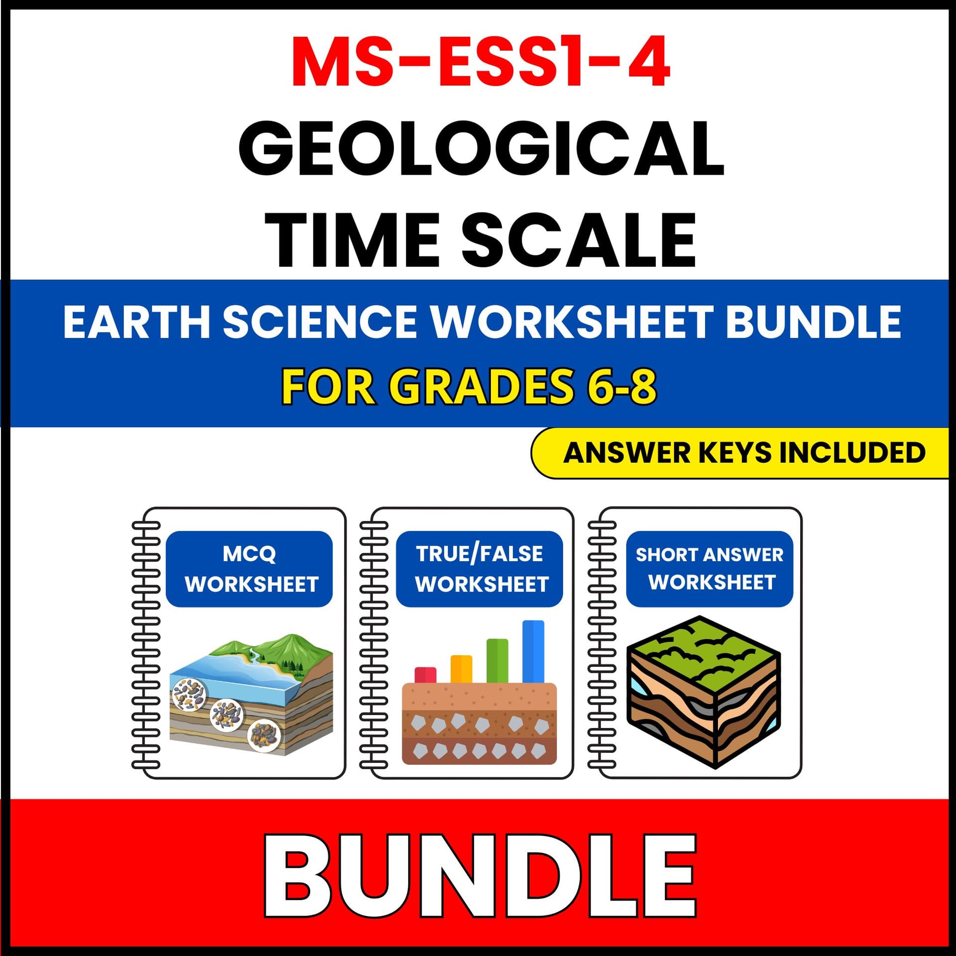MS NGSS Earth Science | Geological Time Scale | 30 Worksheets BUNDLE | Grade 6-8 MS NGSS Earth Science | Geological Time Scale | 30 Worksheets BUNDLE | Grade 6-8 — printable worksheet preview