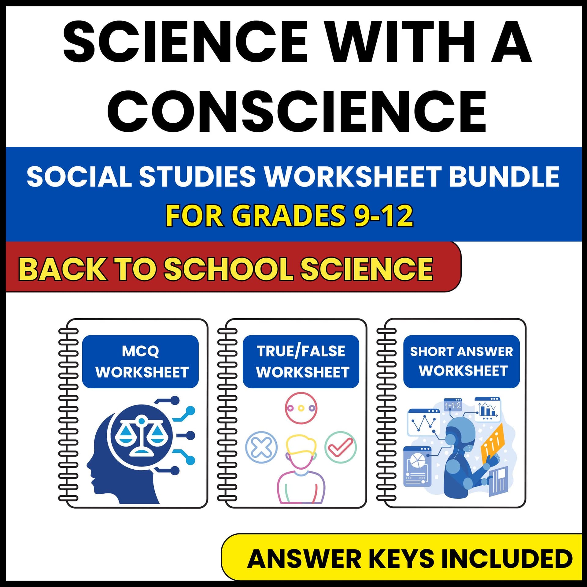 Back to School | Science with a Conscience | 3 Worksheets | Grade 9-12 Back to School | Science with a Conscience | 3 Worksheets | Grade 9-12 — printable worksheet preview