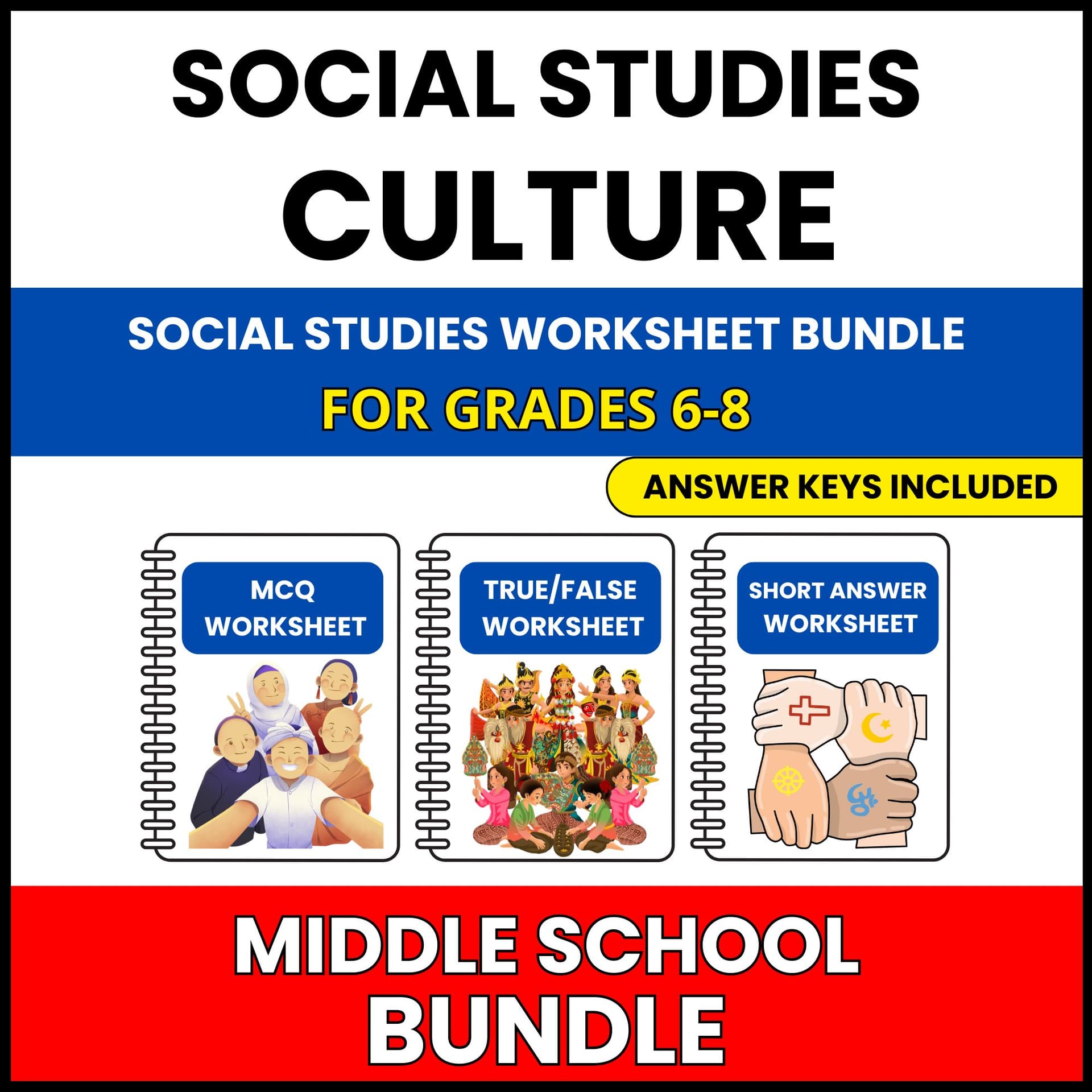 MS Social Studies | Culture and Diversity | 60 Worksheets BUNDLE | Grade 6-8 MS Social Studies | Culture and Diversity | 60 Worksheets BUNDLE | Grade 6-8 — printable worksheet preview