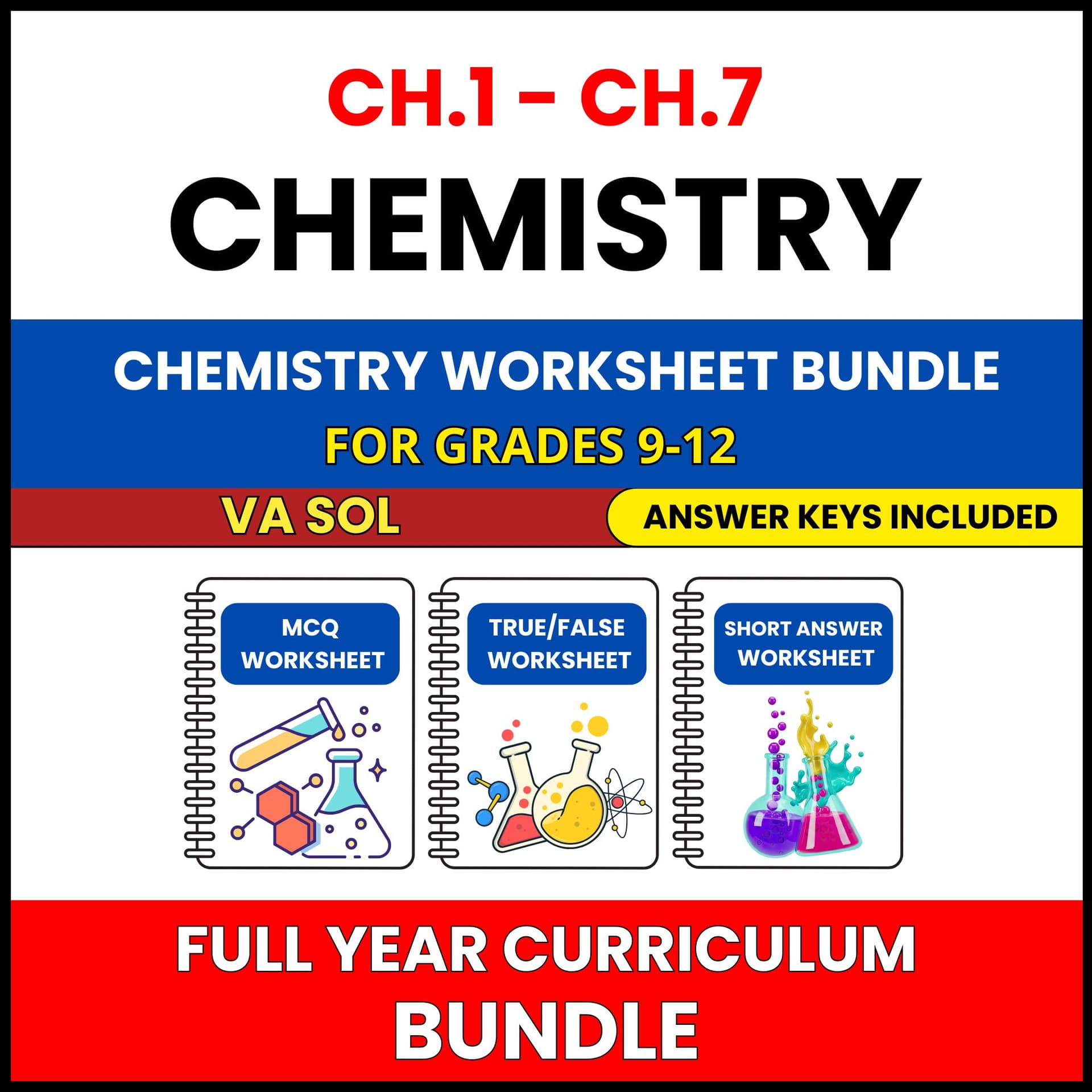 VA SOL Chemistry | Full Year Curriculum | 405 Worksheets BUNDLE | Grade 9-12 VA SOL Chemistry | Full Year Curriculum | 405 Worksheets BUNDLE | Grade 9-12 — printable worksheet preview