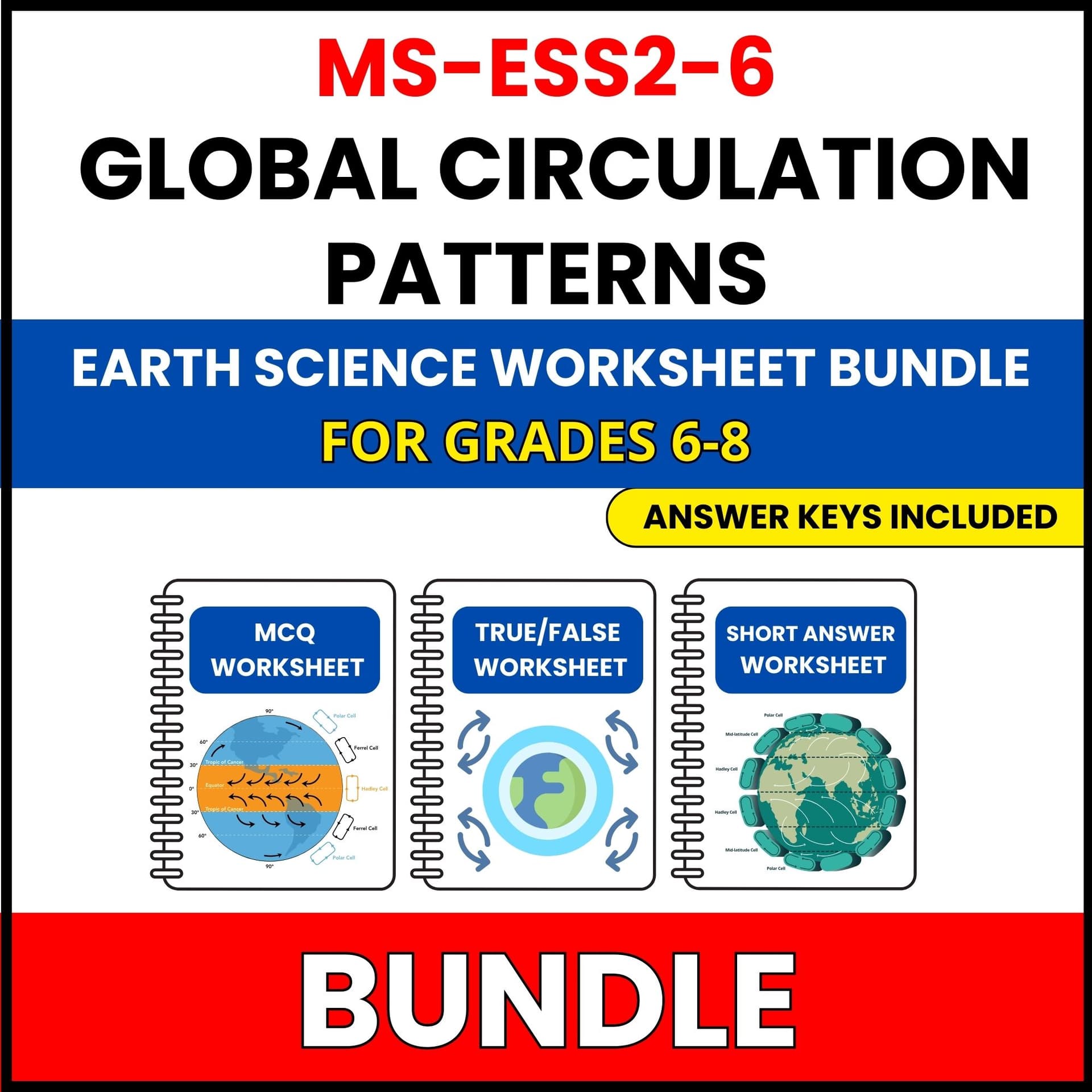 MS NGSS Earth Science | Global Circulation | 30 Worksheets BUNDLE | Grade 6-8 MS NGSS Earth Science | Global Circulation | 30 Worksheets BUNDLE | Grade 6-8 — printable worksheet preview