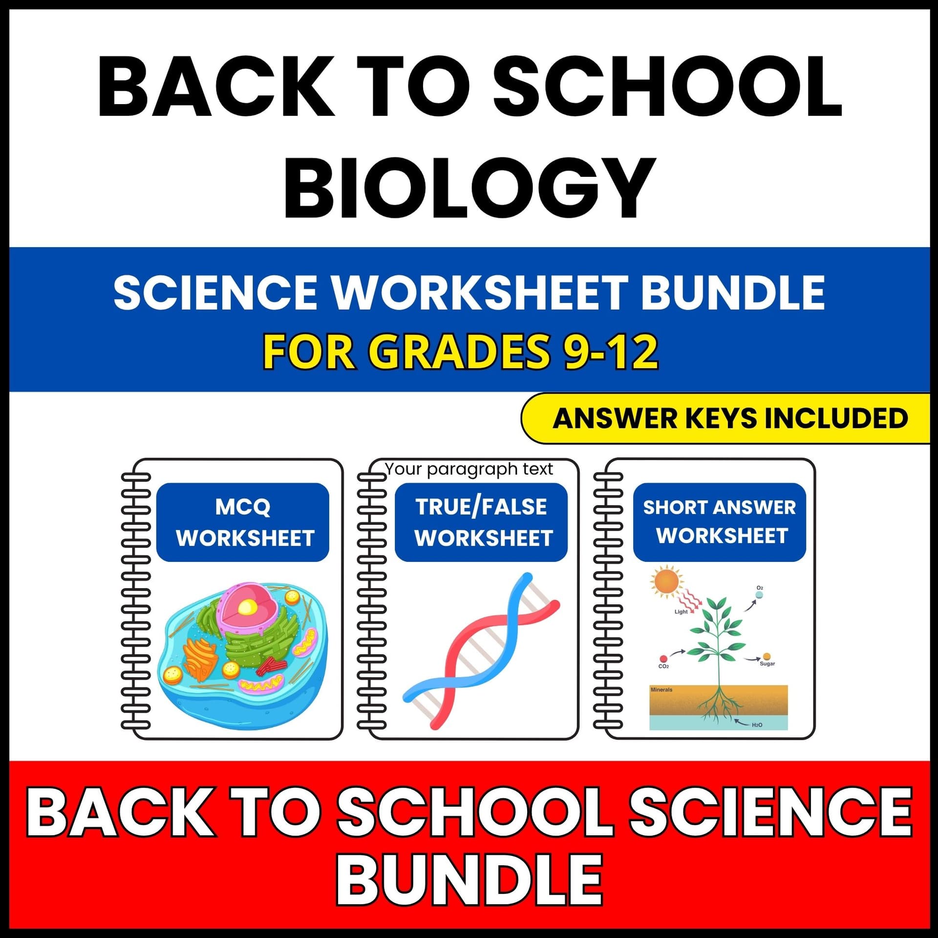 Back to School | HS Biology Worksheets | 30 Worksheets BUNDLE | Grade 9-12 Back to School | HS Biology Worksheets | 30 Worksheets BUNDLE | Grade 9-12 — printable worksheet preview
