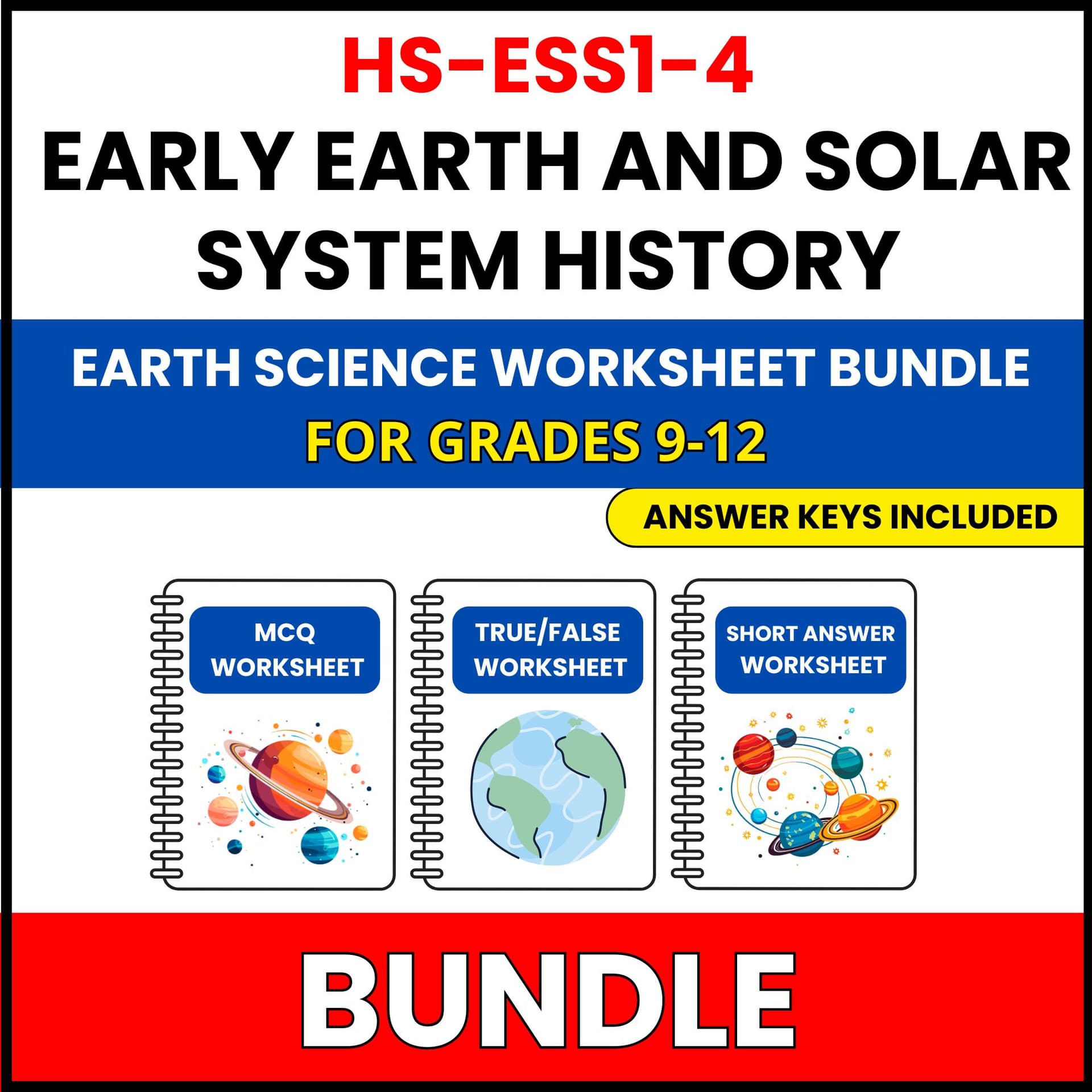 HS NGSS Earth Science | Early Earth | 27 Worksheets BUNDLE | Grade 9-12 HS NGSS Earth Science | Early Earth | 27 Worksheets BUNDLE | Grade 9-12 — printable worksheet preview
