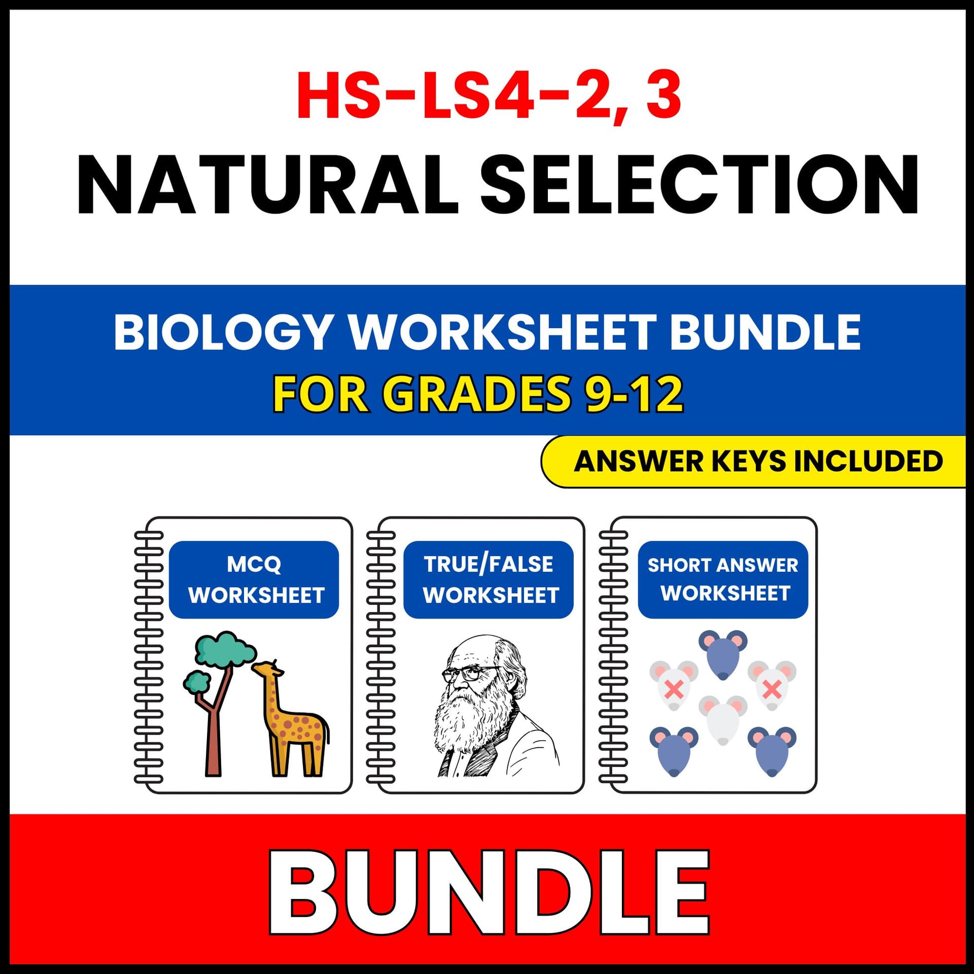 HS NGSS Biology | Natural Selection | 30 Worksheets BUNDLE | Grade 9-12 HS NGSS Biology | Natural Selection | 30 Worksheets BUNDLE | Grade 9-12 — printable worksheet preview