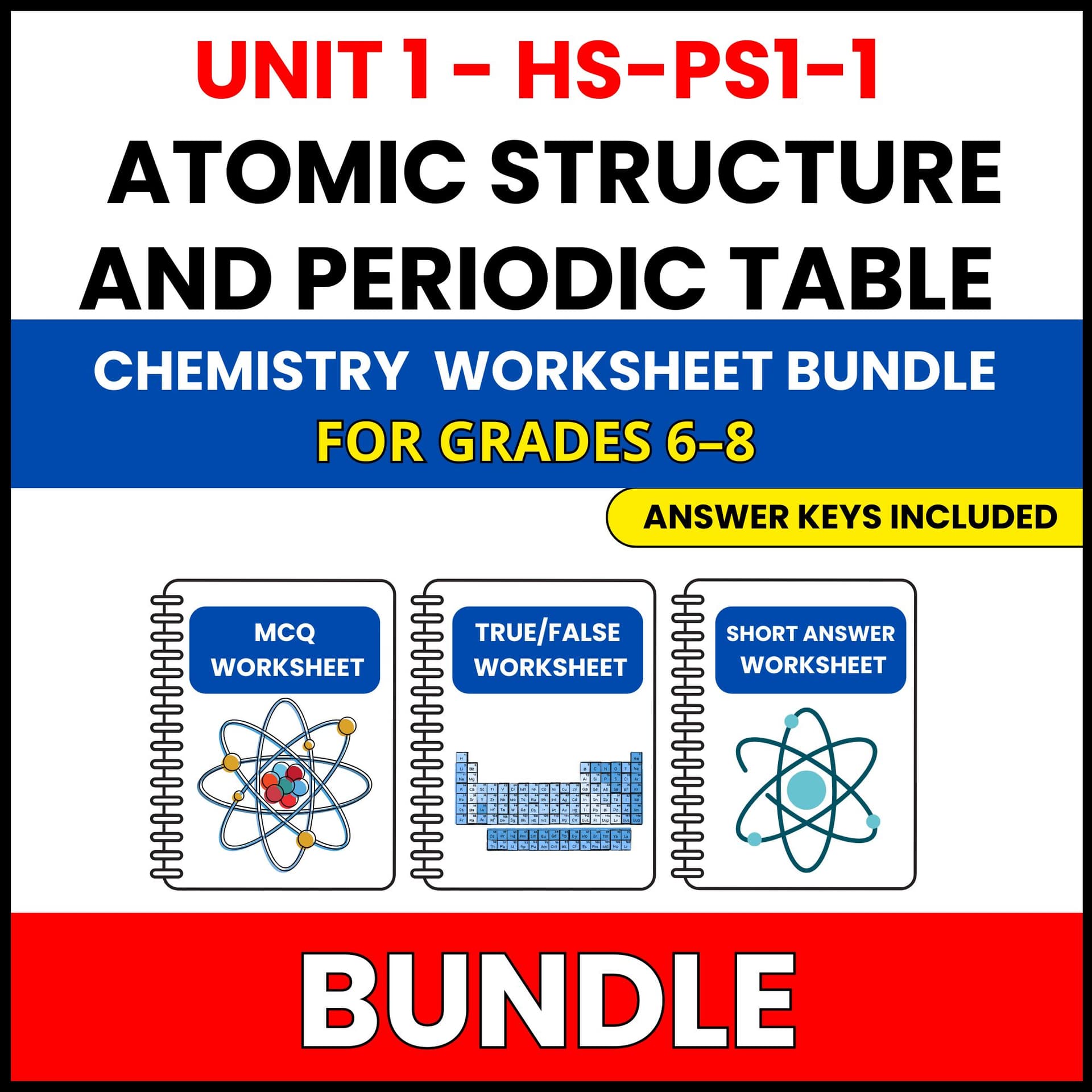HS NGSS Chemistry | Atomic Structure | 45 Worksheets BUNDLE | Grade 9-12 HS NGSS Chemistry | Atomic Structure | 45 Worksheets BUNDLE | Grade 9-12 — printable worksheet preview