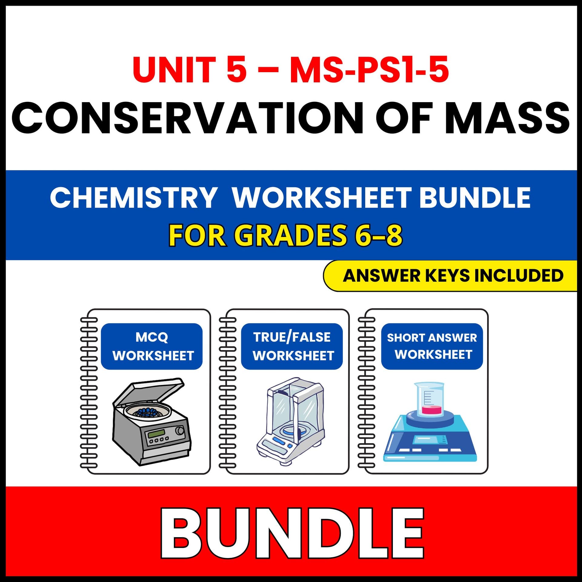 MS NGSS Chemistry | Conservation of Mass Unit | 45 Worksheets BUNDLE | Grade 6-8 MS NGSS Chemistry | Conservation of Mass Unit | 45 Worksheets BUNDLE | Grade 6-8 — printable worksheet preview