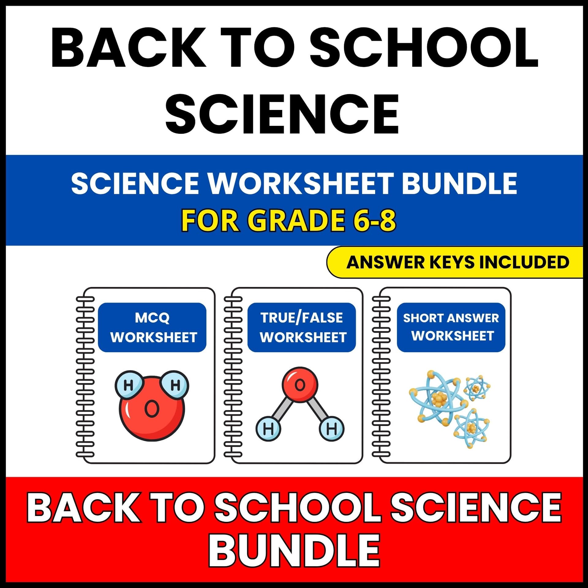 Back to School | Science Diagnostic Mega Pack | 30 Worksheets BUNDLE | Grade 6-8 Back to School | Science Diagnostic Mega Pack | 30 Worksheets BUNDLE | Grade 6-8 — printable worksheet preview