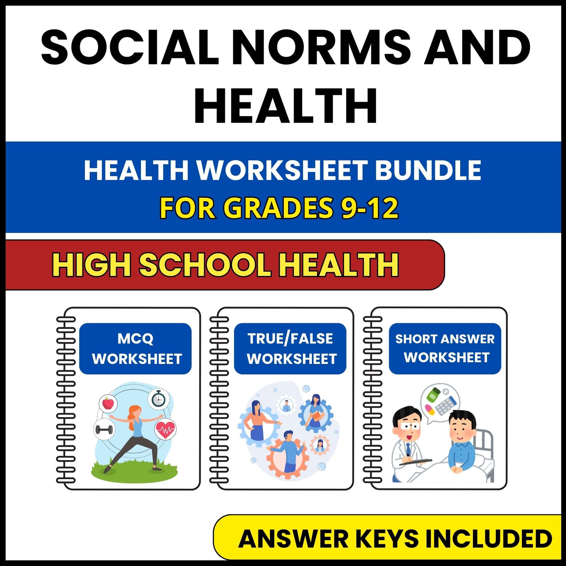 HS Health | Social Norms and Health | 3 Worksheets | Grade 9-12 HS Health | Social Norms and Health | 3 Worksheets | Grade 9-12 — printable worksheet preview