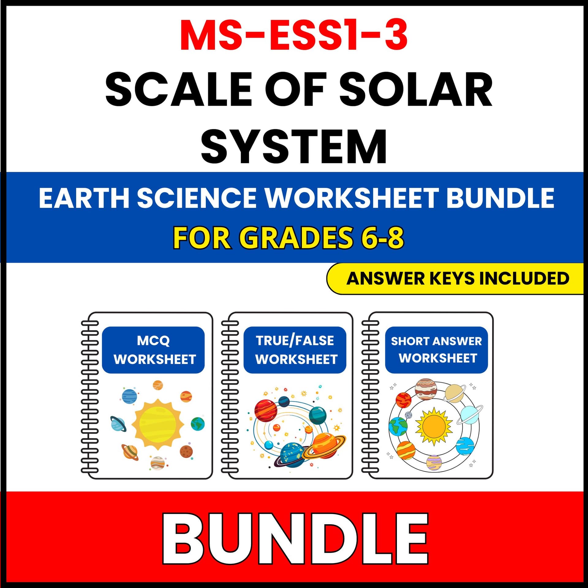 MS NGSS Earth Science | Scale of Solar System | 27 Worksheets BUNDLE | Grade 6-8 MS NGSS Earth Science | Scale of Solar System | 27 Worksheets BUNDLE | Grade 6-8 — printable worksheet preview
