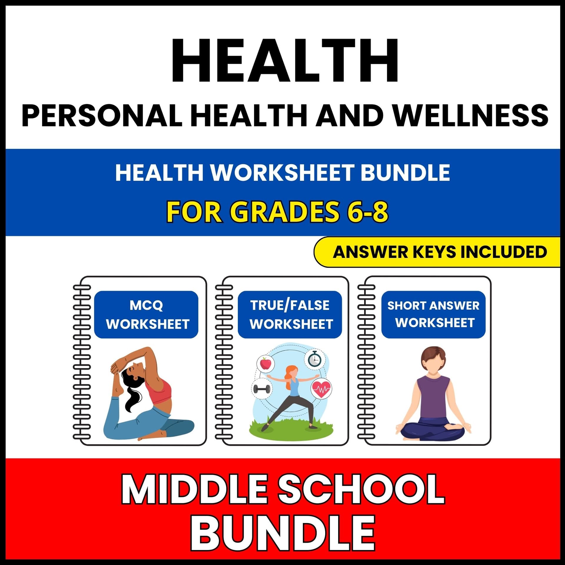 MS Health | Personal Health and Wellness | 45 Worksheets BUNDLE | Grade 6-8 MS Health | Personal Health and Wellness | 45 Worksheets BUNDLE | Grade 6-8 — printable worksheet preview