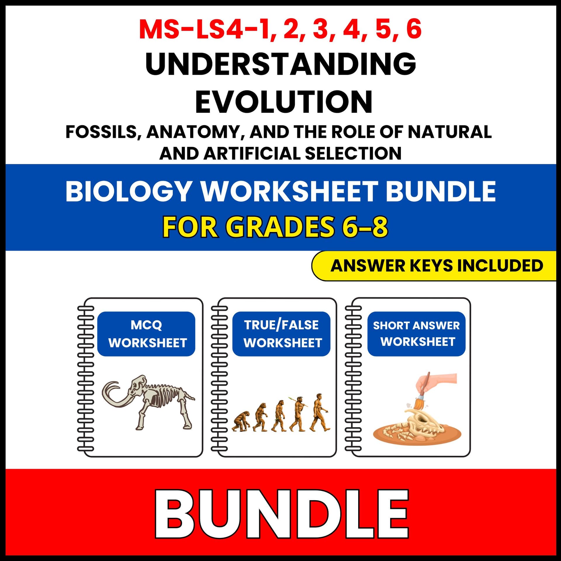 MS NGSS Biology | Understanding Evolution | 30 Worksheets BUNDLE | Grade 6-8 MS NGSS Biology | Understanding Evolution | 30 Worksheets BUNDLE | Grade 6-8 — printable worksheet preview