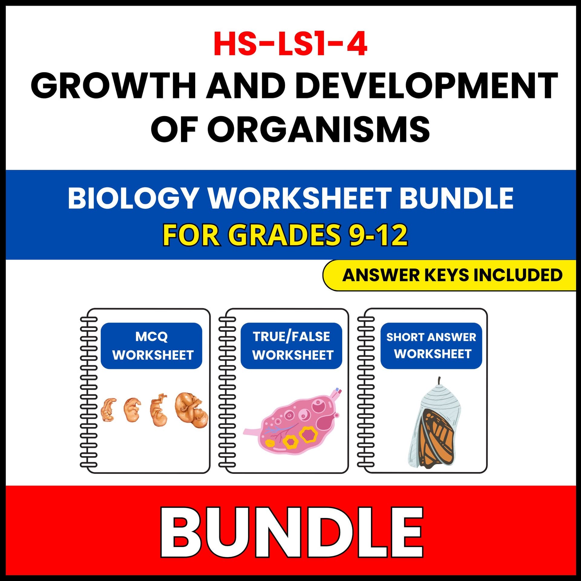 HS NGSS Biology | Growth and Development | 30 Worksheets BUNDLE | Grade 9-12 HS NGSS Biology | Growth and Development | 30 Worksheets BUNDLE | Grade 9-12 — printable worksheet preview