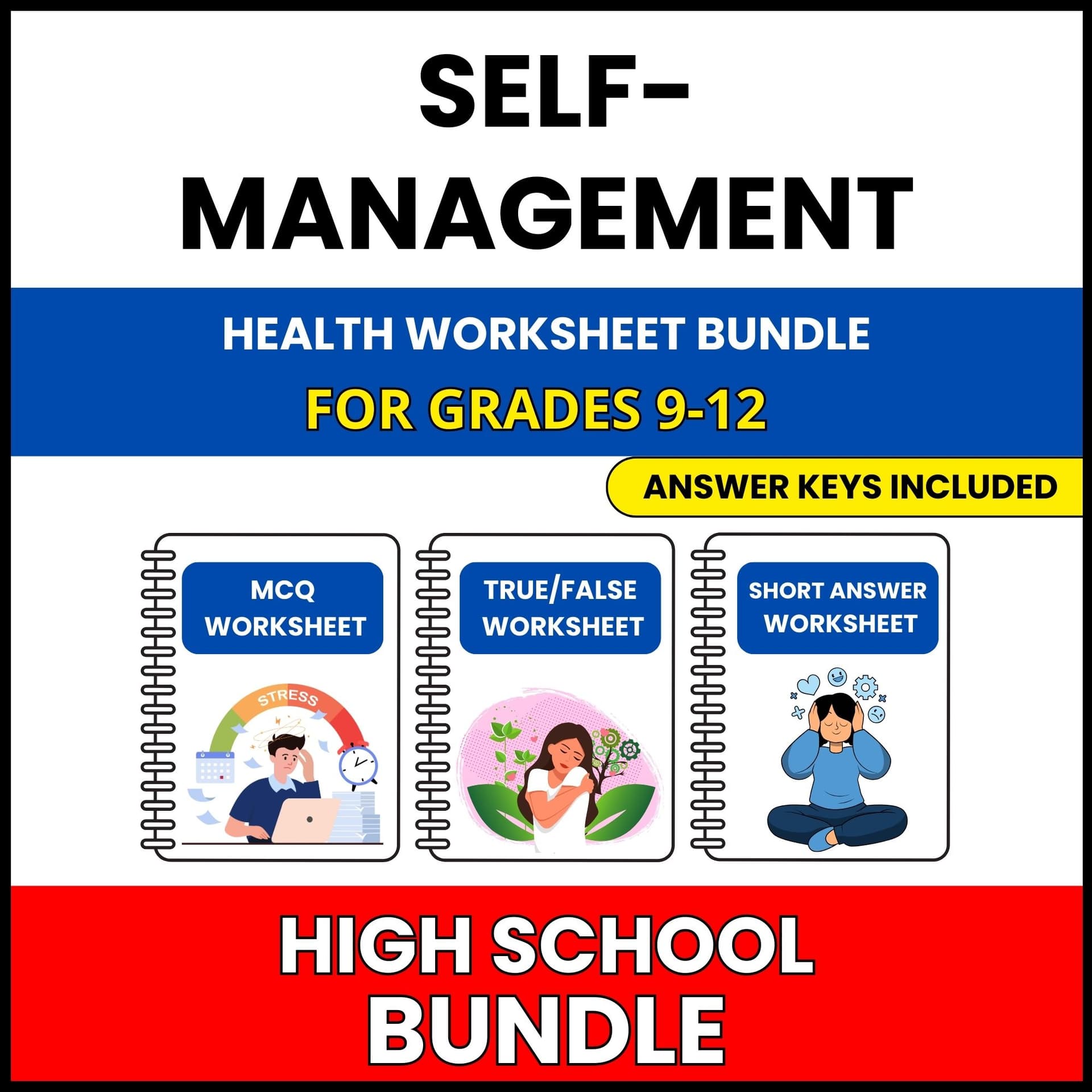 HS Health | Self-Management Skills Bundle | 30 Worksheets BUNDLE | Grade 9-12