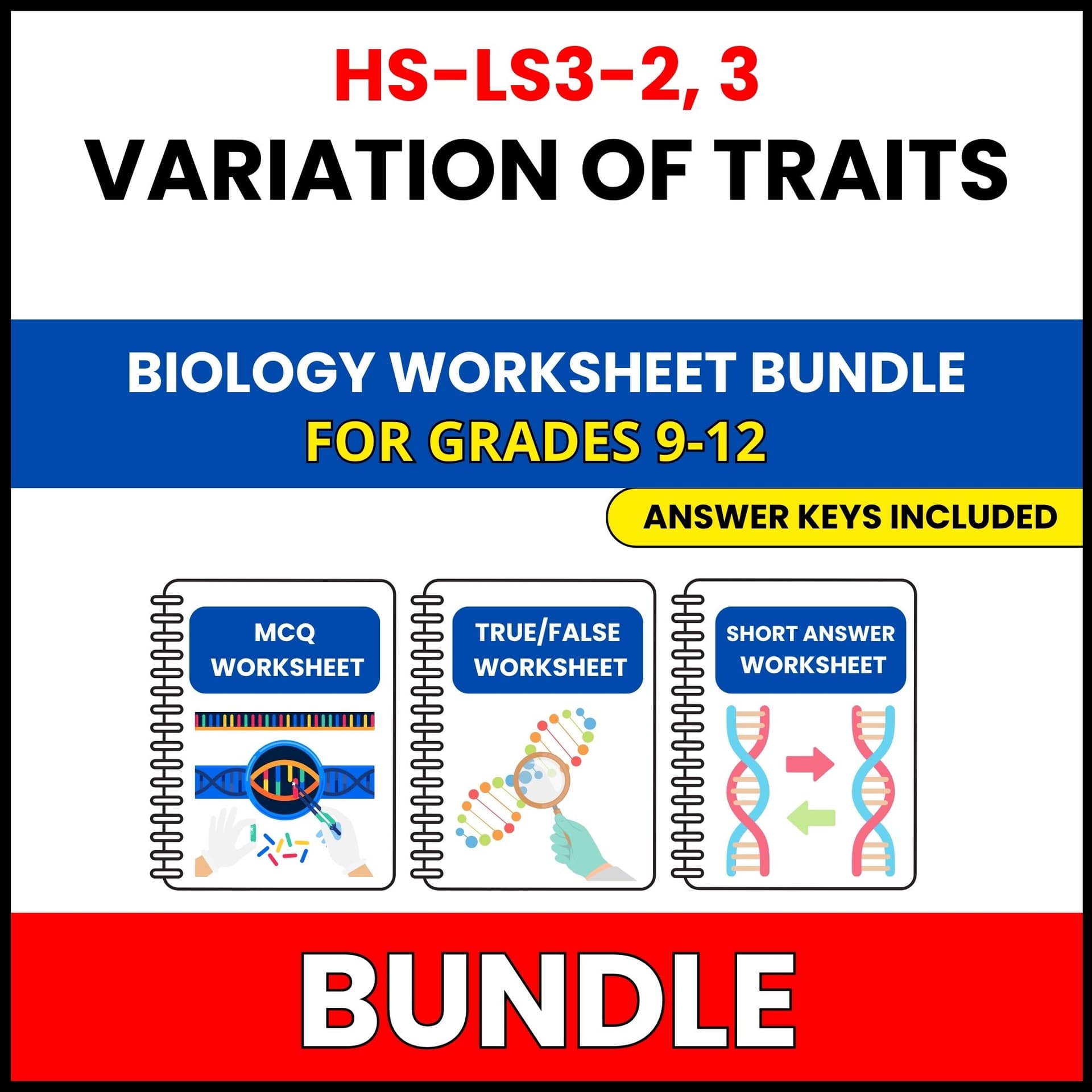 HS NGSS Biology | Variation of Traits | 30 Worksheets BUNDLE | Grade 9-12 HS NGSS Biology | Variation of Traits | 30 Worksheets BUNDLE | Grade 9-12 — printable worksheet preview