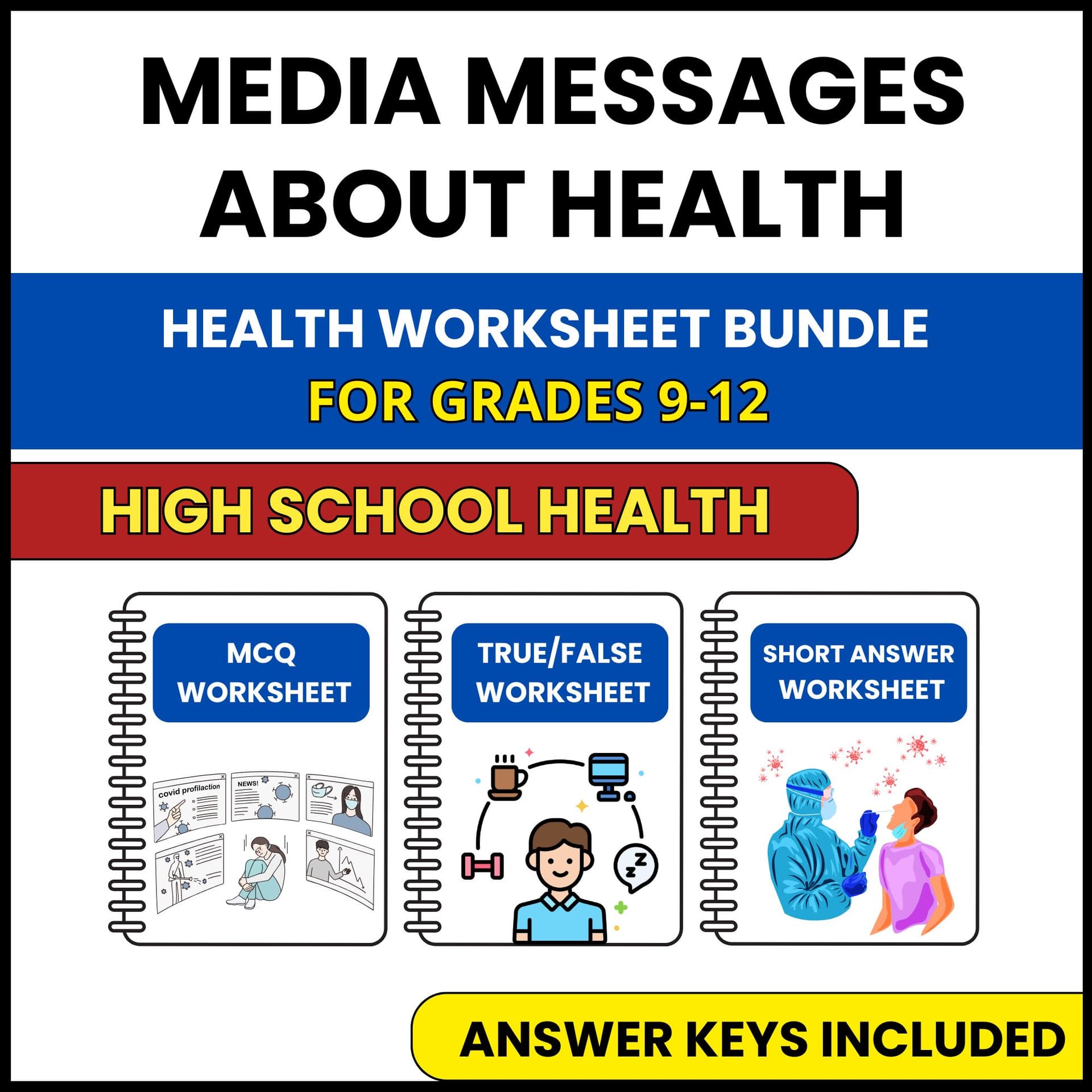 HS Health | Media Messages About Health | 3 Worksheets | Grade 9-12 HS Health | Media Messages About Health | 3 Worksheets | Grade 9-12 — printable worksheet preview