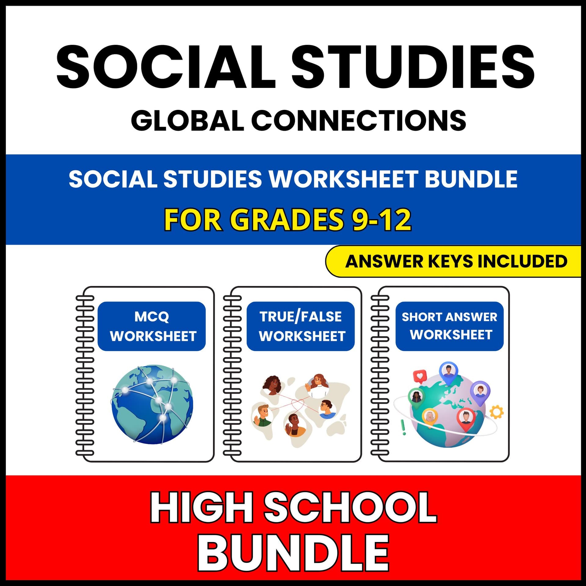 HS Social Studies | Global Connections | 60 Worksheets BUNDLE | Grade 9-12