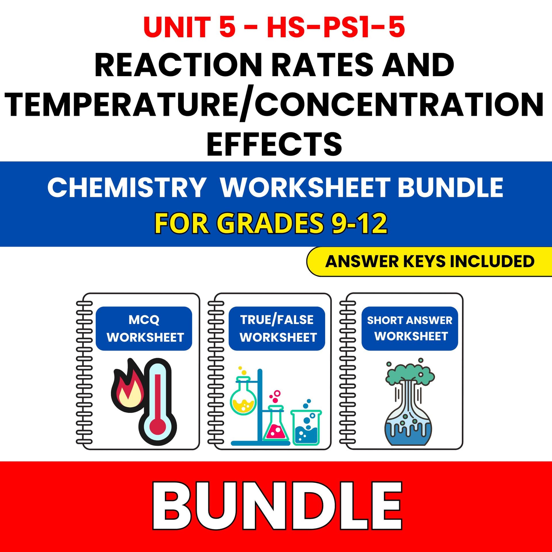 HS NGSS Chemistry | Reaction Rates | 42 Worksheets BUNDLE | Grade 9-12 HS NGSS Chemistry | Reaction Rates | 42 Worksheets BUNDLE | Grade 9-12 — printable worksheet preview