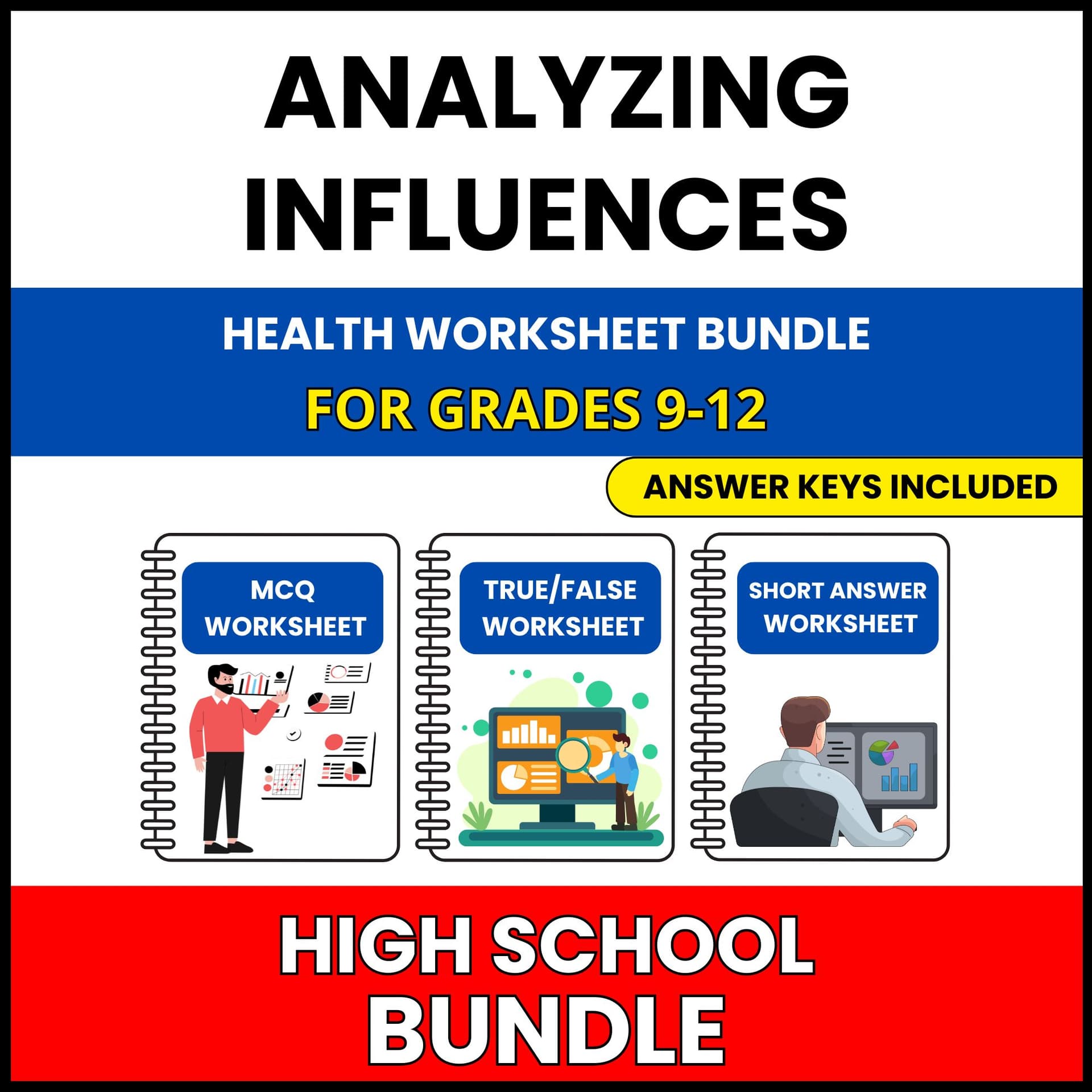 HS Health | Analyzing Influences on Health | 30 Worksheets BUNDLE | Grade 9-12 HS Health | Analyzing Influences on Health | 30 Worksheets BUNDLE | Grade 9-12 — printable worksheet preview