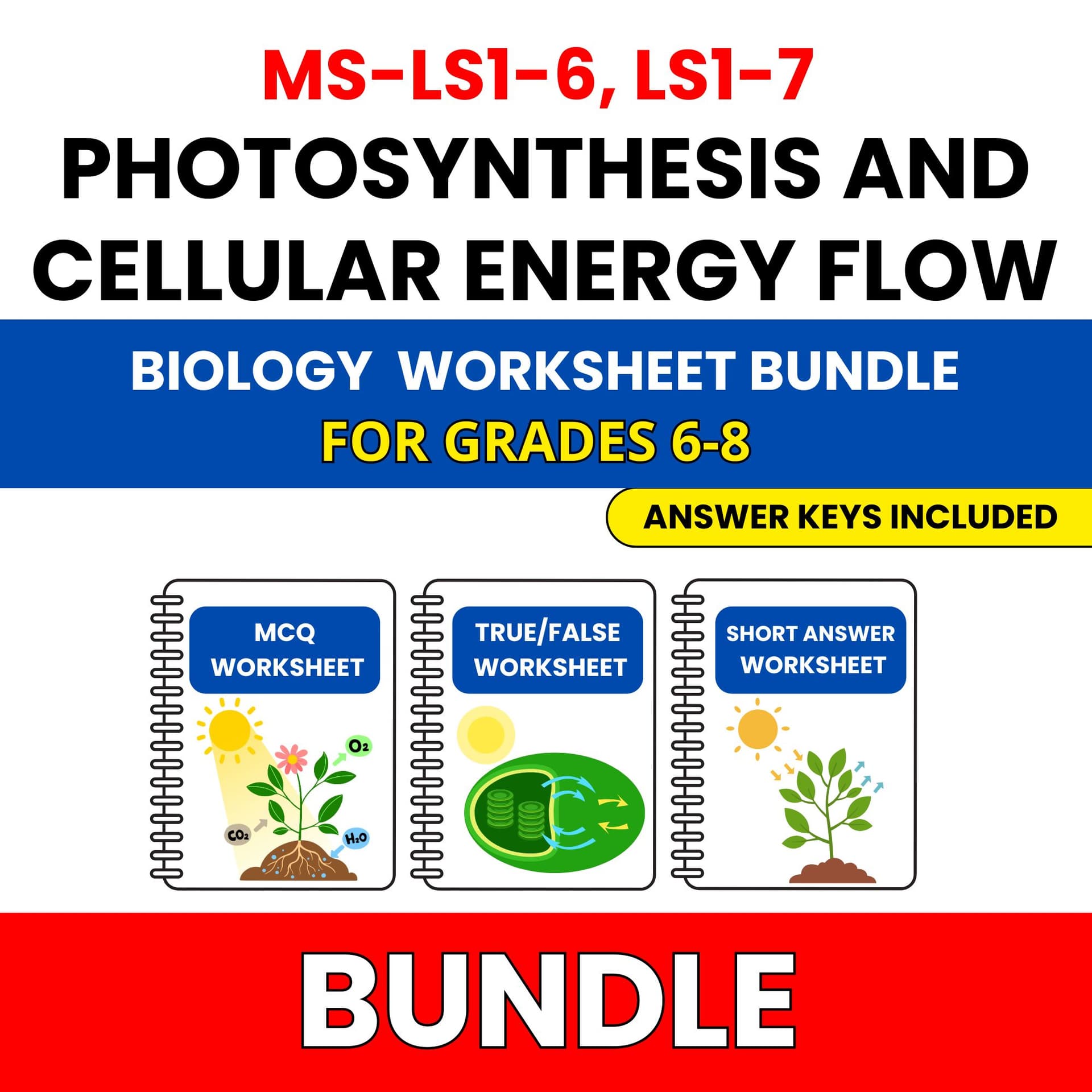 MS NGSS Biology | Photosynthesis and Cellular | 15 Worksheets BUNDLE | Grade 6-8 MS NGSS Biology | Photosynthesis and Cellular | 15 Worksheets BUNDLE | Grade 6-8 — printable worksheet preview