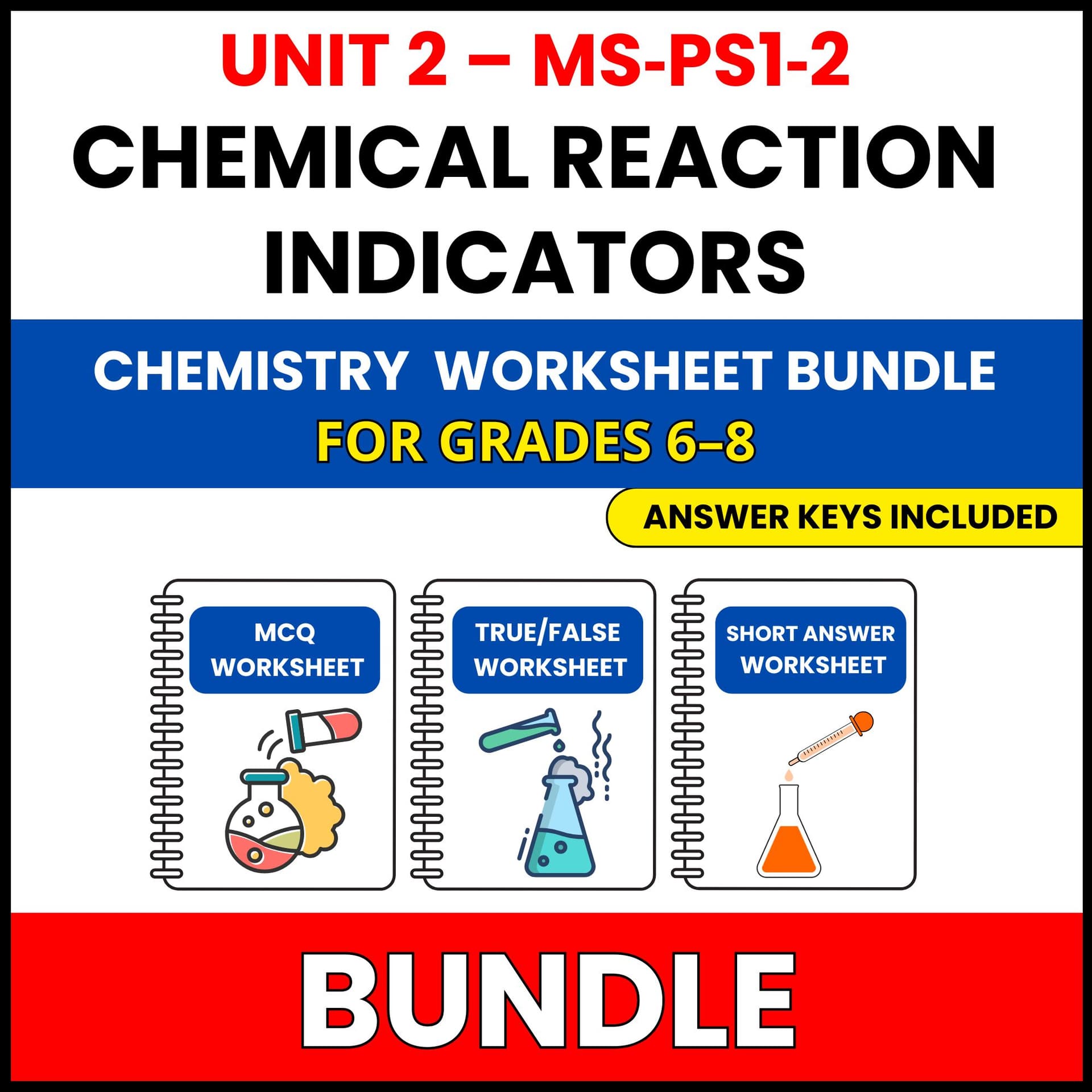 MS NGSS Chemistry | Chemical Reaction | 45 Worksheets BUNDLE | Grade 6-8 MS NGSS Chemistry | Chemical Reaction | 45 Worksheets BUNDLE | Grade 6-8 — printable worksheet preview