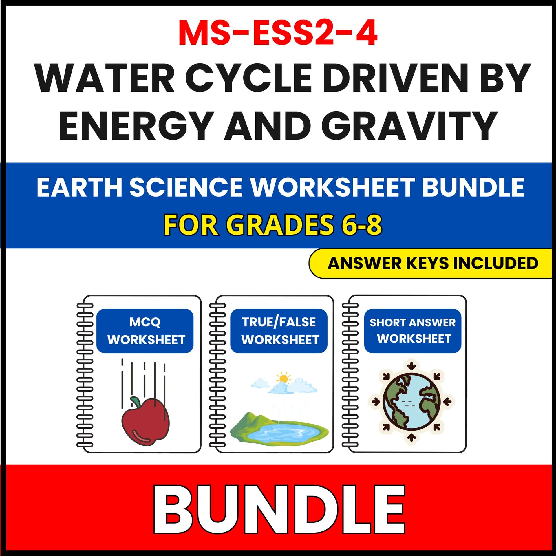 MS NGSS Earth Science | Water Cycle Energy | 30 Worksheets BUNDLE | Grade 6-8 MS NGSS Earth Science | Water Cycle Energy | 30 Worksheets BUNDLE | Grade 6-8 — printable worksheet preview