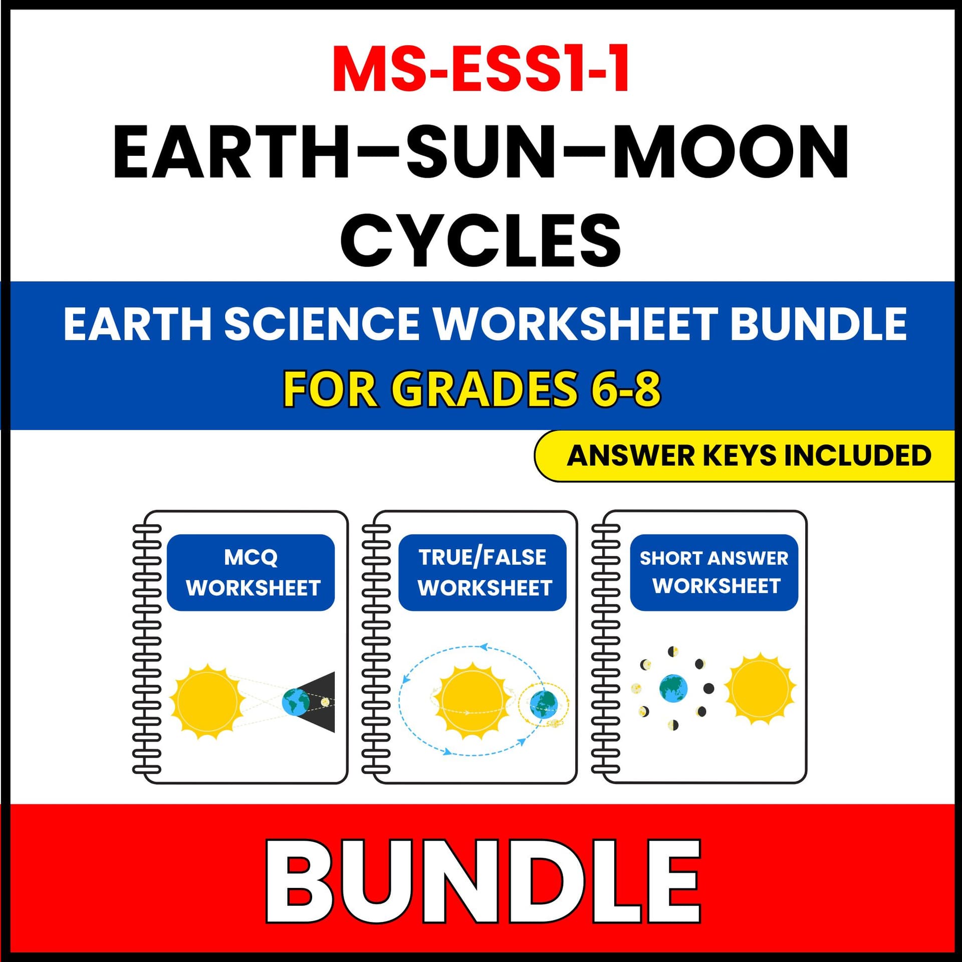 MS NGSS Earth Science | Earth-Sun-Moon Cycles | 30 Worksheets BUNDLE | Grade 6-8 MS NGSS Earth Science | Earth-Sun-Moon Cycles | 30 Worksheets BUNDLE | Grade 6-8 — printable worksheet preview