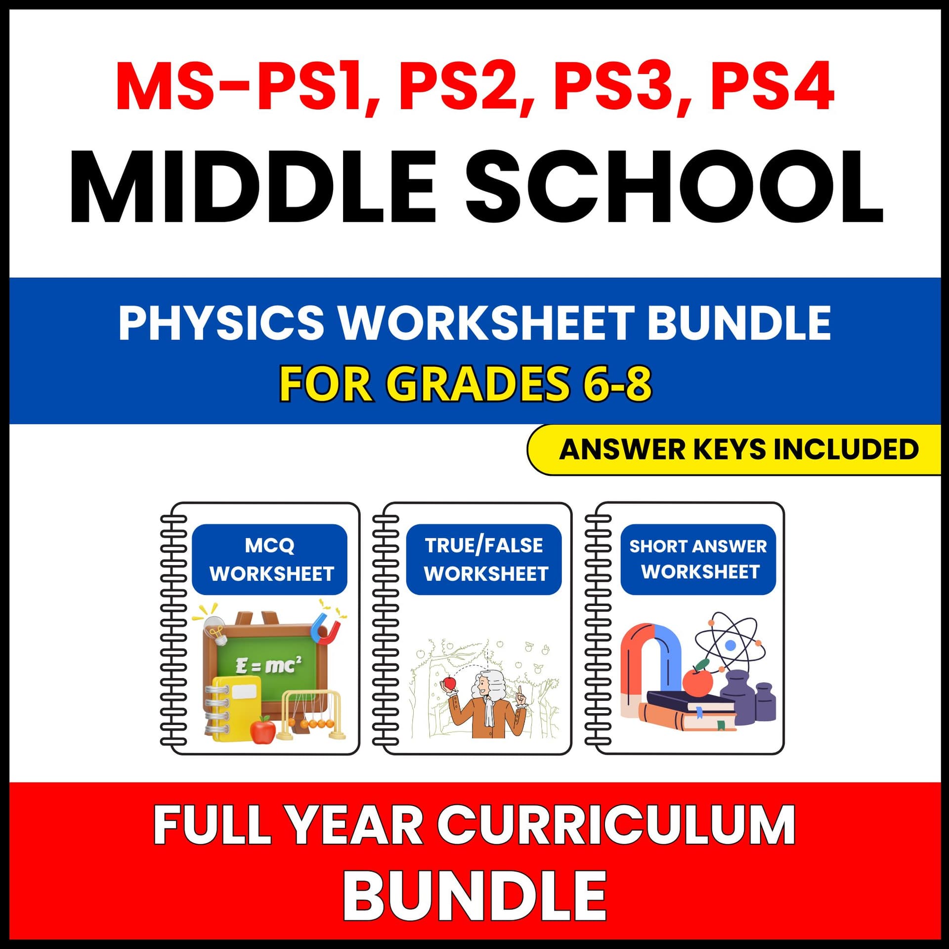 MS NGSS Physics | Full Year Curriculum | 567 Worksheets BUNDLE | Grade 6-8 MS NGSS Physics | Full Year Curriculum | 567 Worksheets BUNDLE | Grade 6-8 — printable worksheet preview
