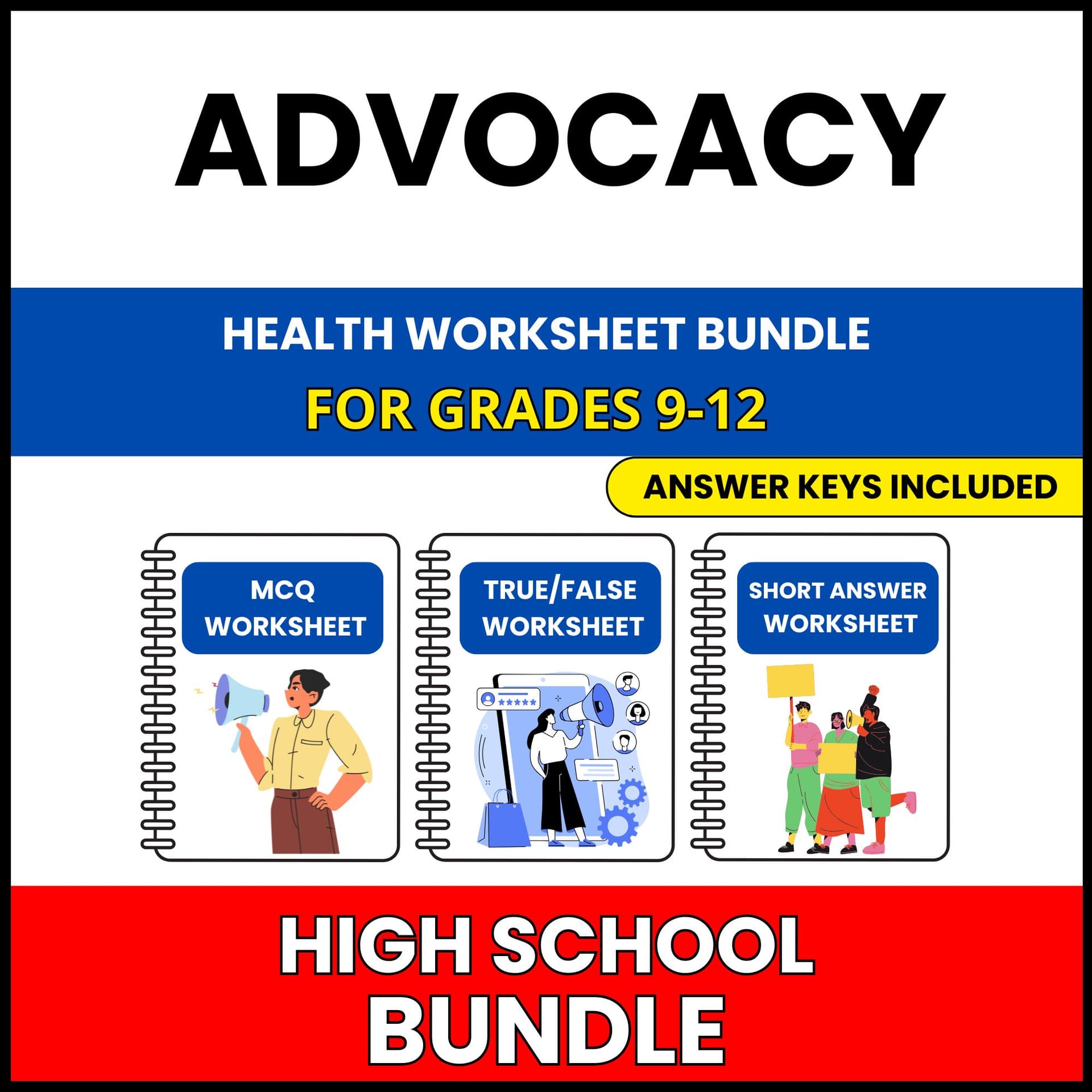 HS Health | Health Advocacy Activities | 30 Worksheets BUNDLE | Grade 9-12