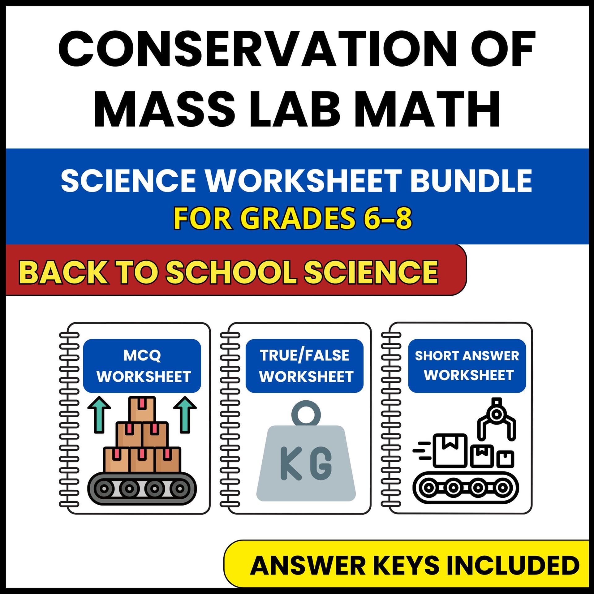 Back to School | Conservation of Mass Lab Math | 3 Worksheets | Grade 6-8 Back to School | Conservation of Mass Lab Math | 3 Worksheets | Grade 6-8 — printable worksheet preview
