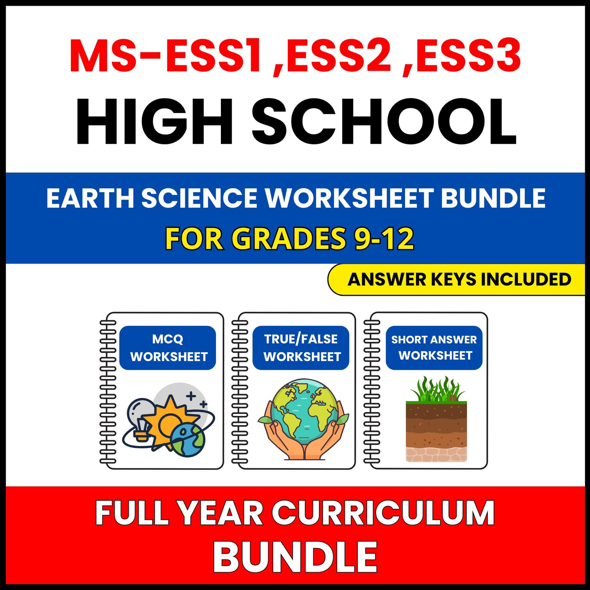 HS NGSS Earth Science | Full Year | 474 Worksheets BUNDLE | Grade 9-12 HS NGSS Earth Science | Full Year | 474 Worksheets BUNDLE | Grade 9-12 — printable worksheet preview