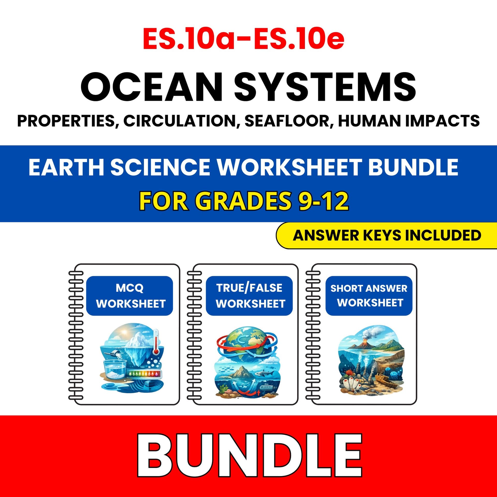 VA SOL Earth Science | Ocean Systems | 45 Worksheets BUNDLE | Grade 9-12