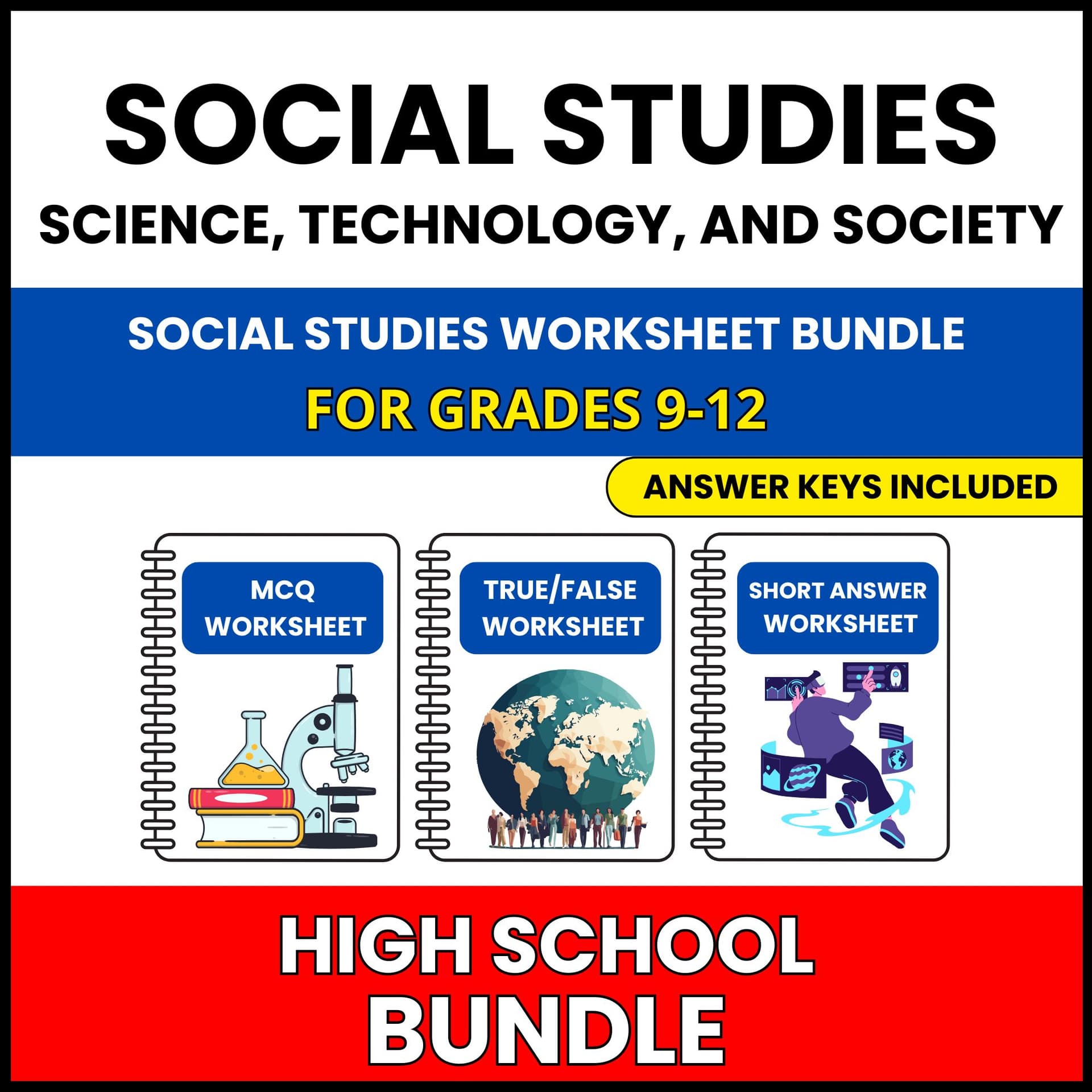 HS Social Studies | Science, Technology, | 60 Worksheets BUNDLE | Grade 9-12
