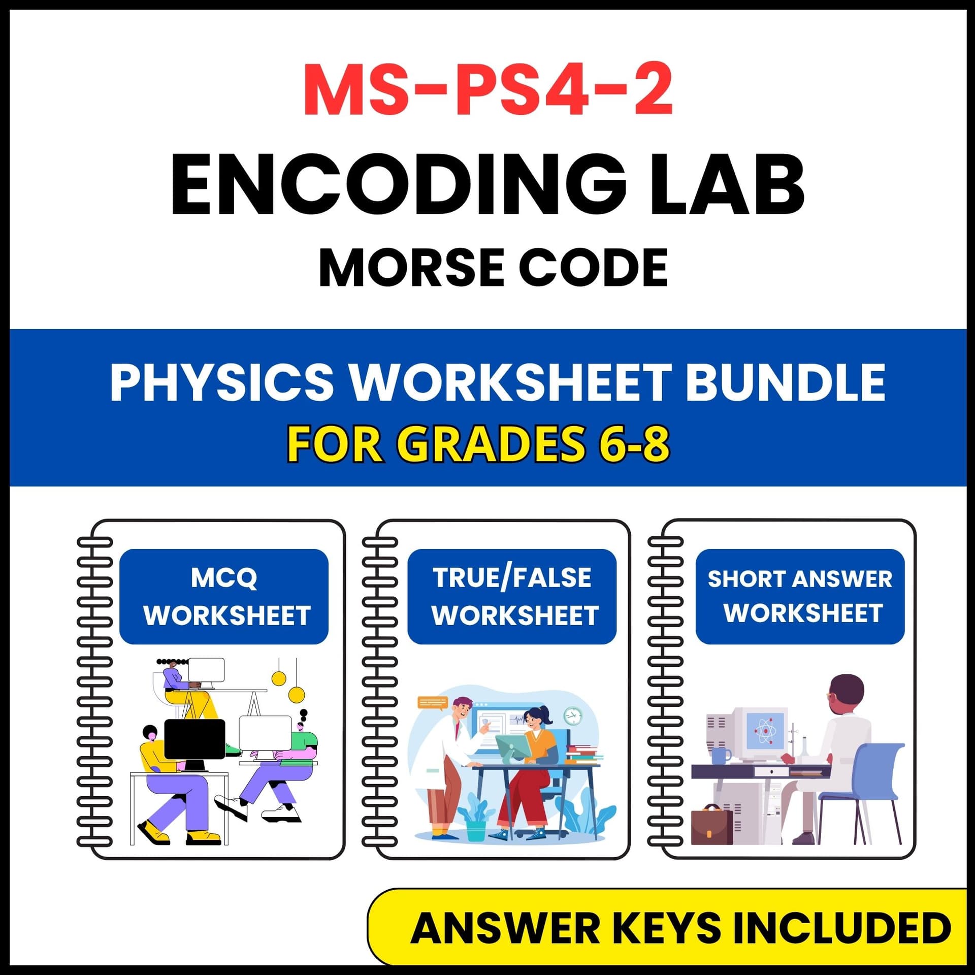 MS NGSS Physics | Encoding Lab Morse Code | 3 Worksheets | Grade 6-8 MS NGSS Physics | Encoding Lab Morse Code | 3 Worksheets | Grade 6-8 — printable worksheet preview
