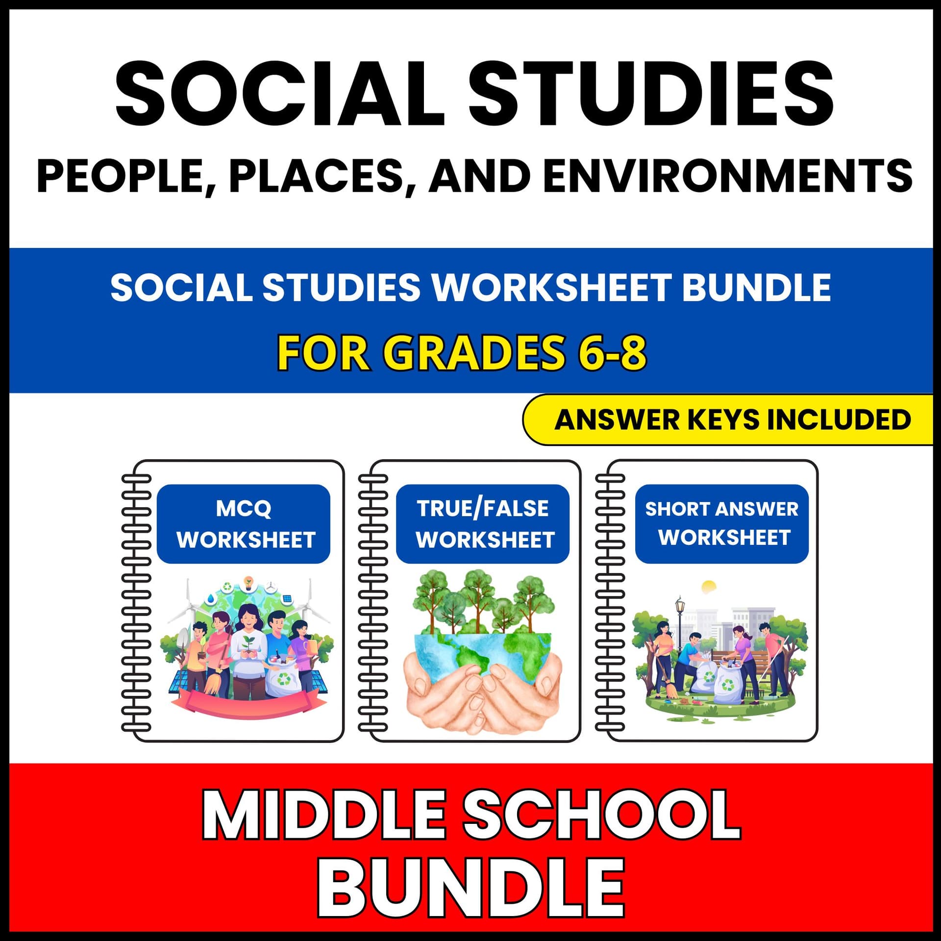 MS Social Studies | People, Places, | 60 Worksheets BUNDLE | Grade 6-8 MS Social Studies | People, Places, | 60 Worksheets BUNDLE | Grade 6-8 — printable worksheet preview