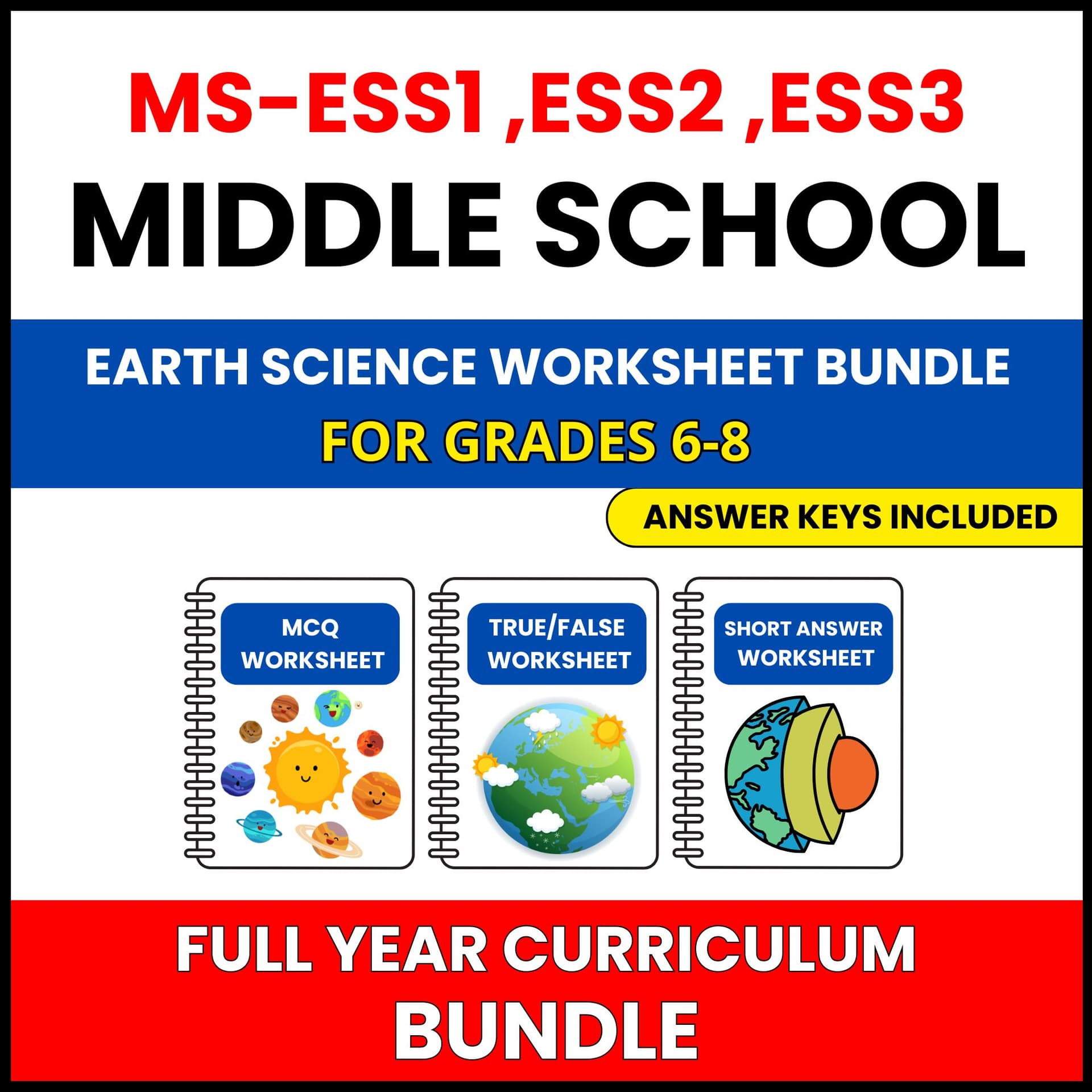 MS NGSS Earth Science | Full Year Curriculum | 441 Worksheets BUNDLE | Grade 6-8 MS NGSS Earth Science | Full Year Curriculum | 441 Worksheets BUNDLE | Grade 6-8 — printable worksheet preview